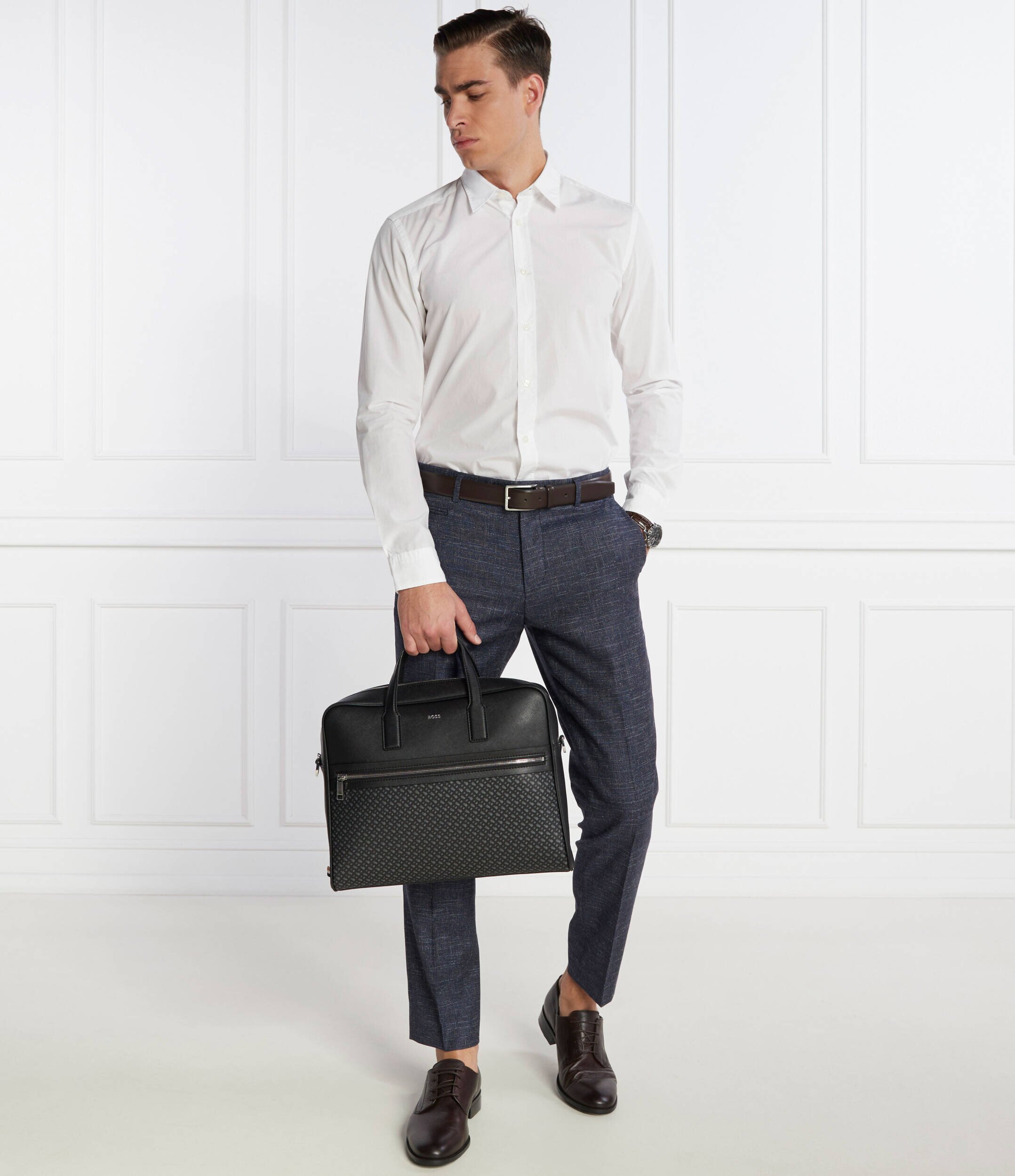 BOSS Black De lână pantaloni H-Genius-241 | Regular Fit | cu adaos de in