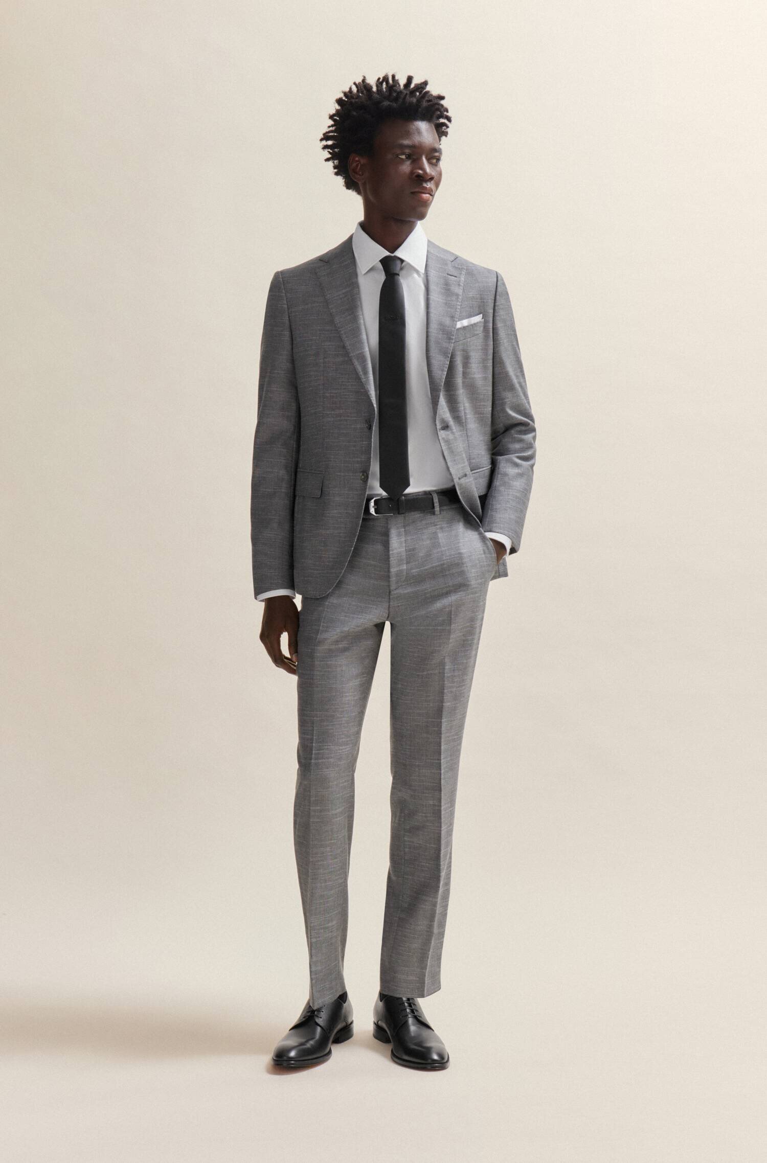 BOSS Black De lână pantaloni H-Genius-241 | Regular Fit | cu adaos de in