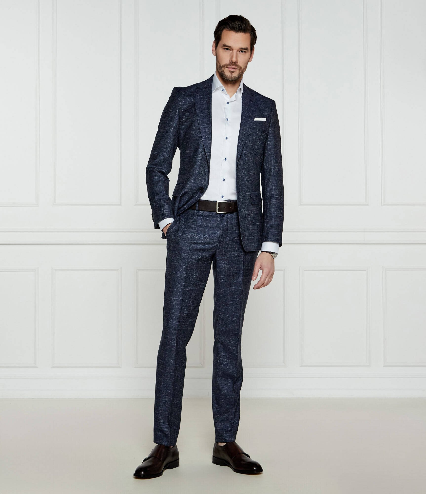 BOSS Black De lână pantaloni H-Genius-251 | Slim Fit | cu adaos de in