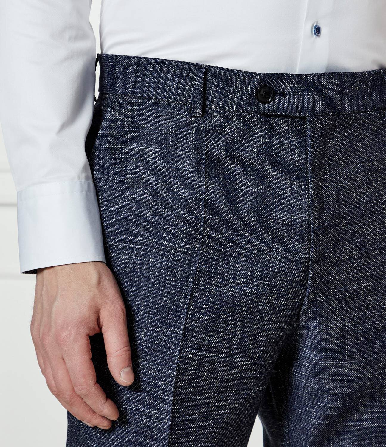 BOSS Black De lână pantaloni H-Genius-251 | Slim Fit | cu adaos de in