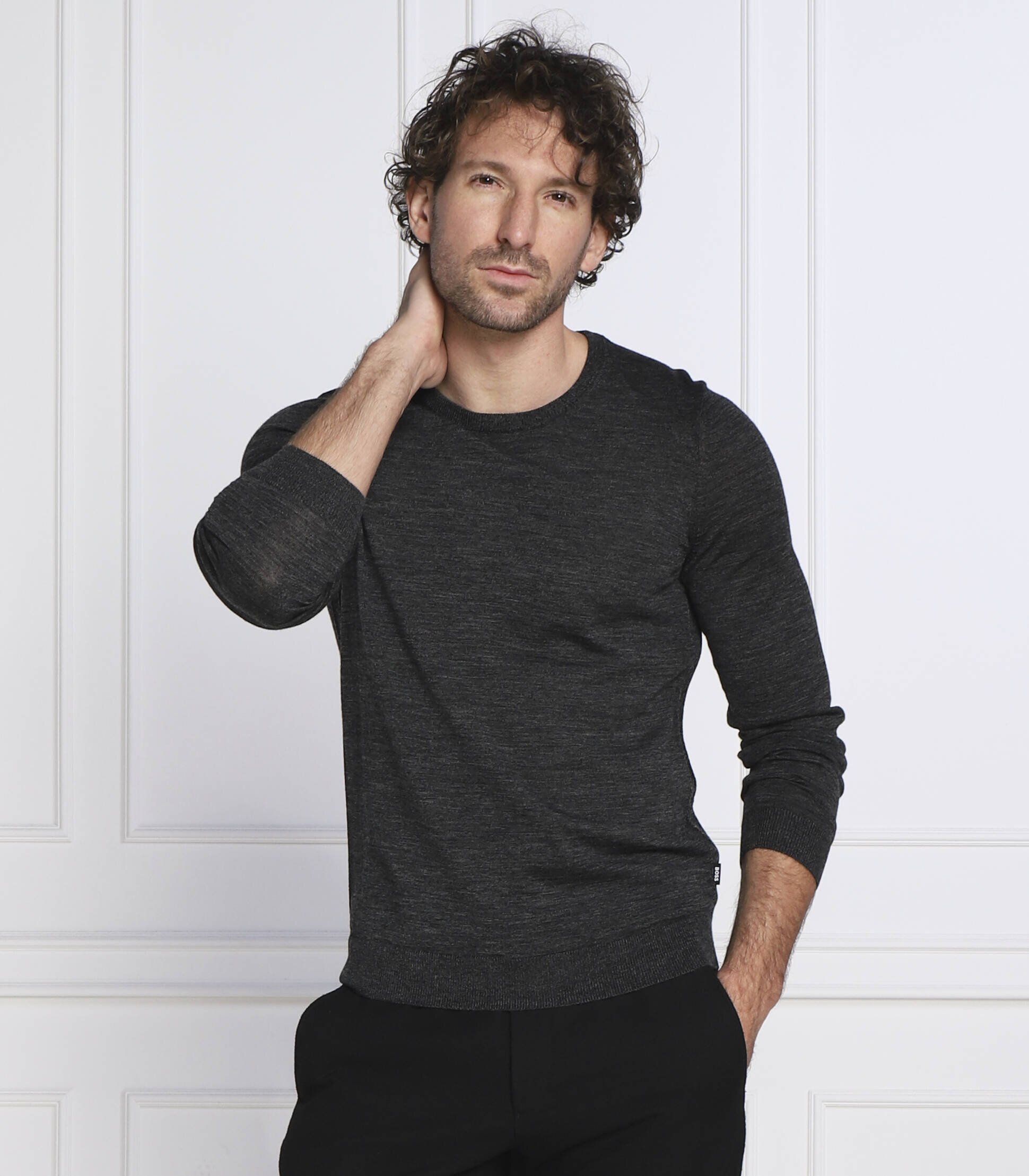 BOSS Black de lână pulover leno-p | slim fit
