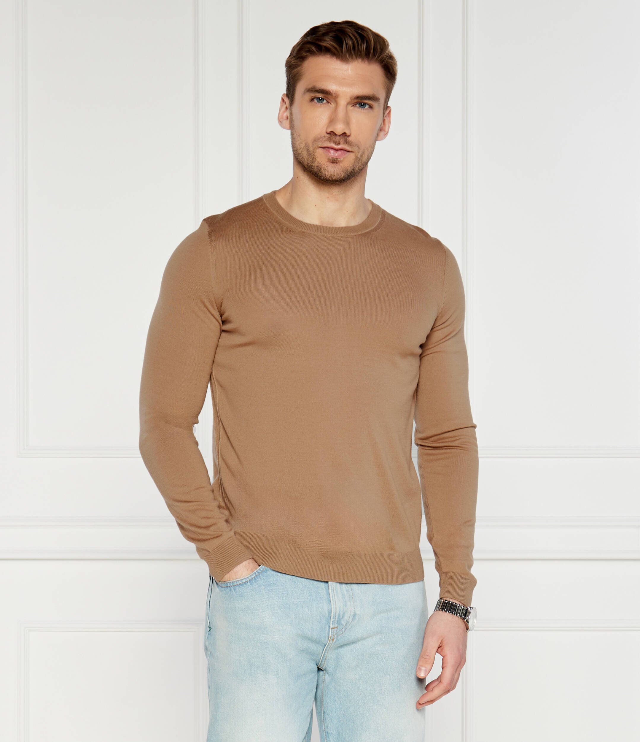 BOSS Black de lână pulover leno-p | slim fit