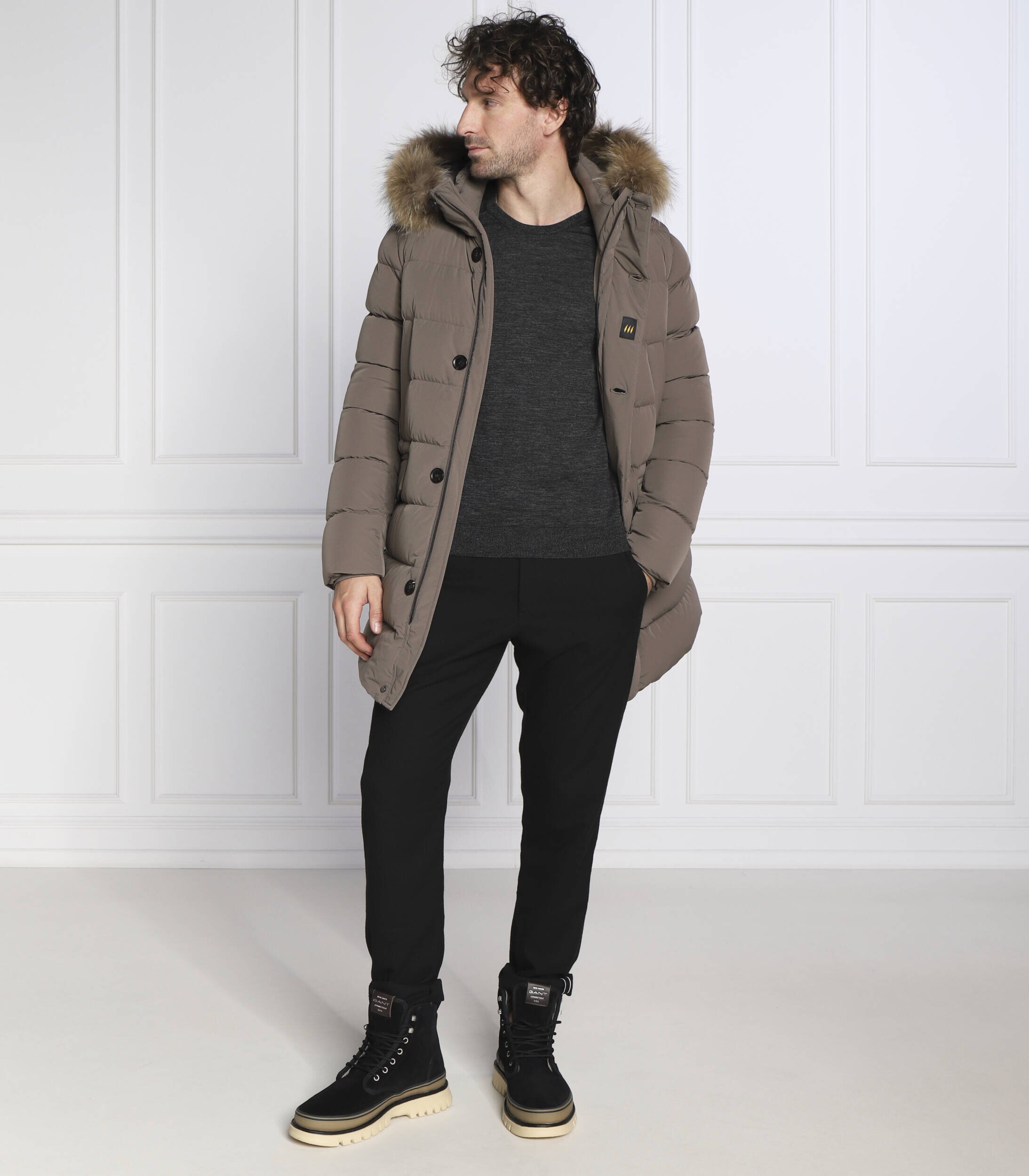 BOSS Black de lână pulover leno-p | slim fit