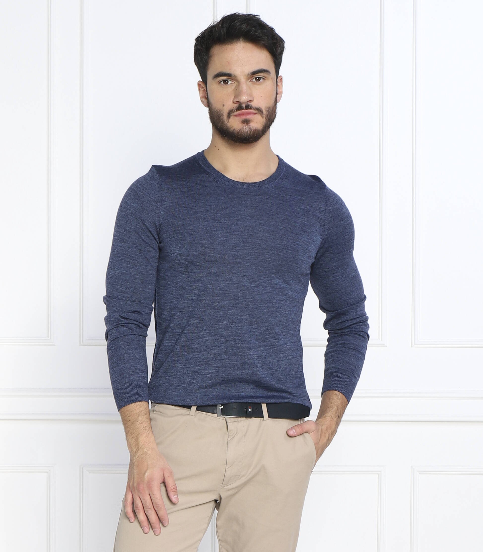 BOSS Black de lână pulover leno-p | slim fit