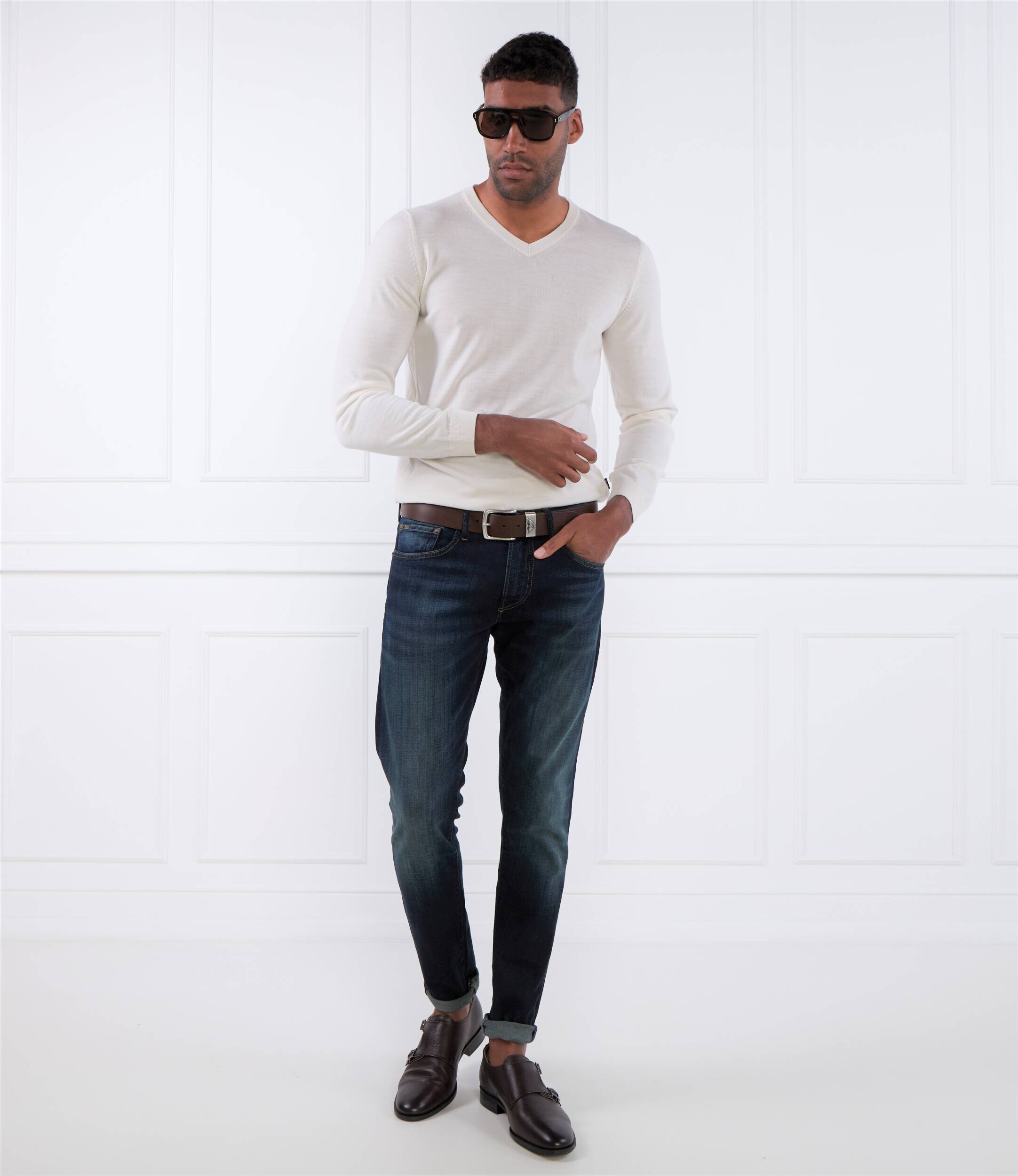 BOSS Black de lână pulover melba-p | slim fit