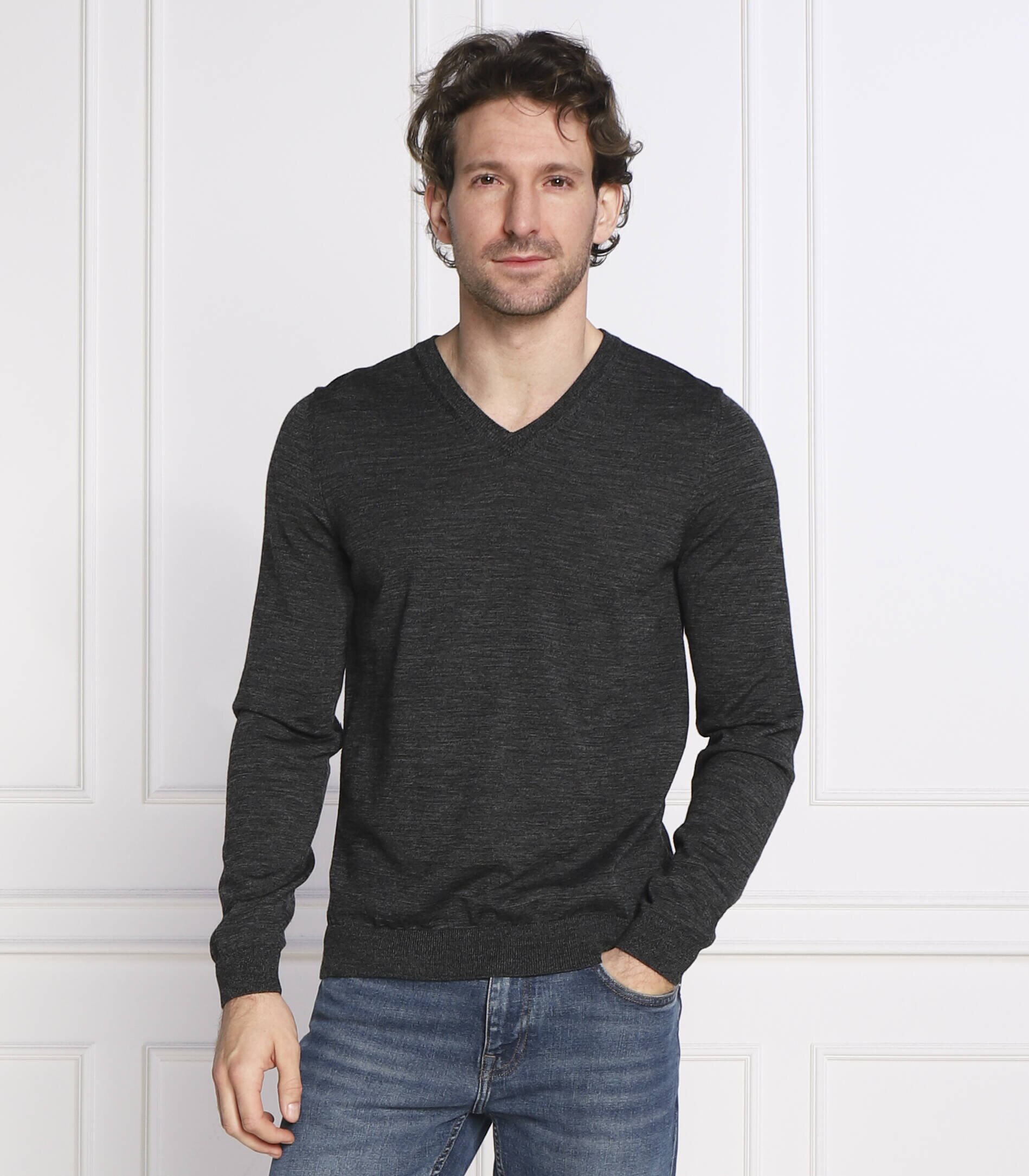 BOSS Black de lână pulover melba-p | slim fit