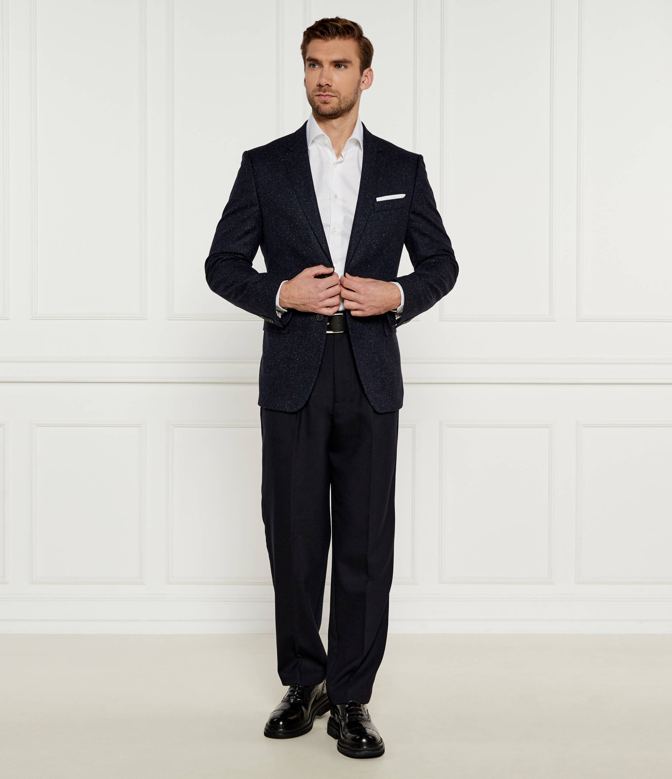 BOSS Black De lână sacou H-Hutson-224 | Slim Fit cu adaos de mătase