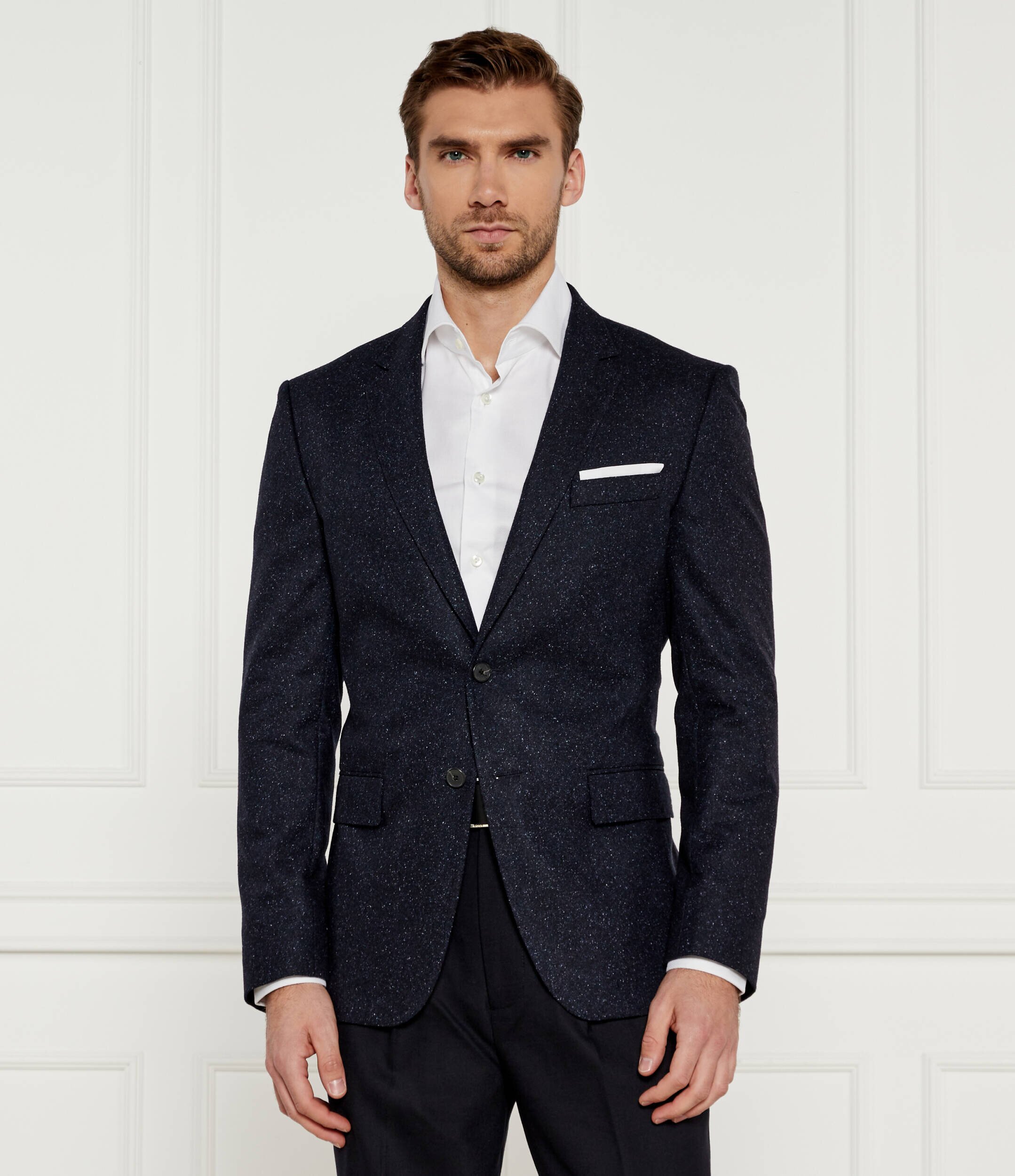 BOSS Black De lână sacou H-Hutson-224 | Slim Fit cu adaos de mătase