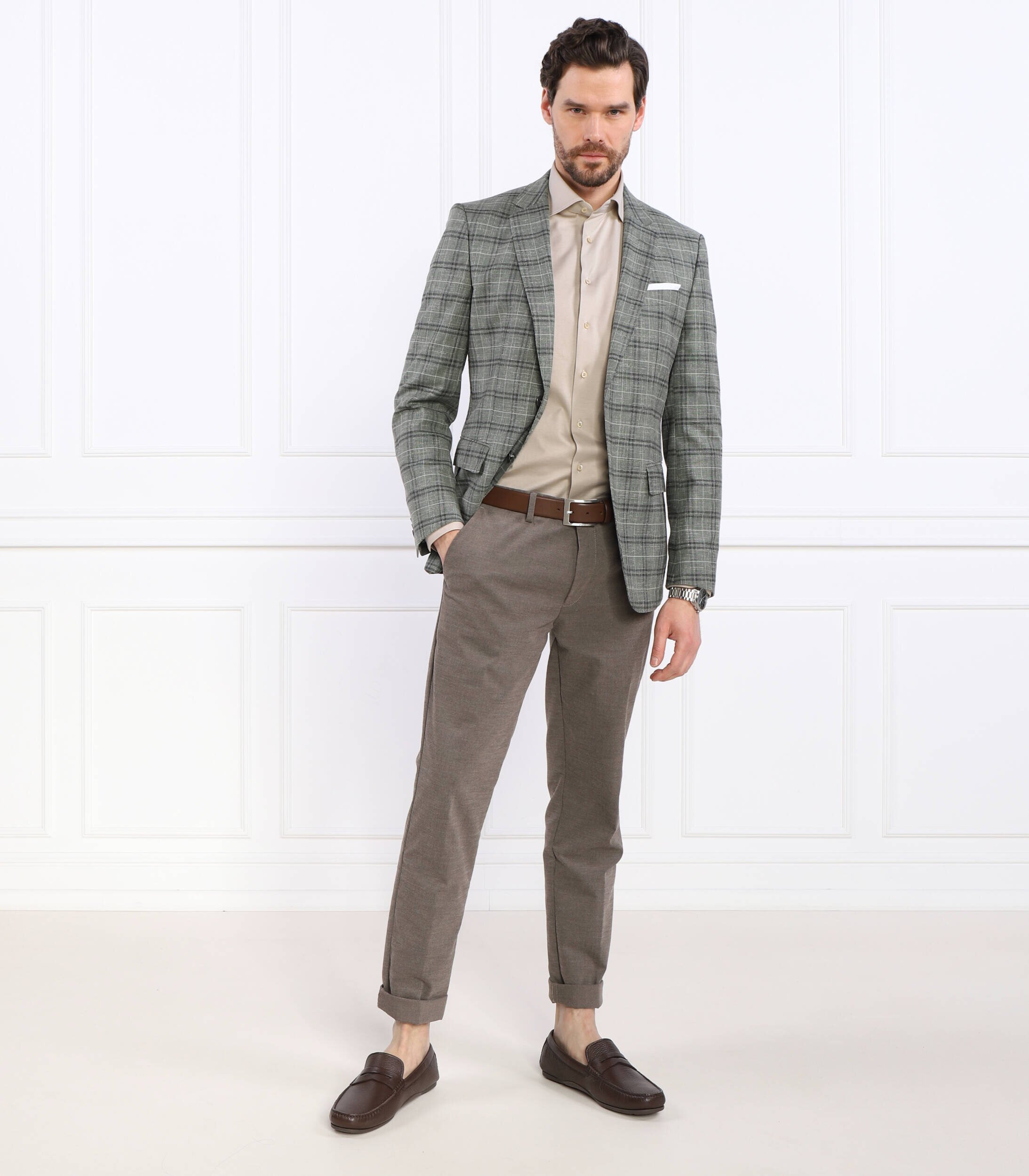 BOSS Black De lână sacou H-Hutson-231 | Slim Fit | cu adaos de in