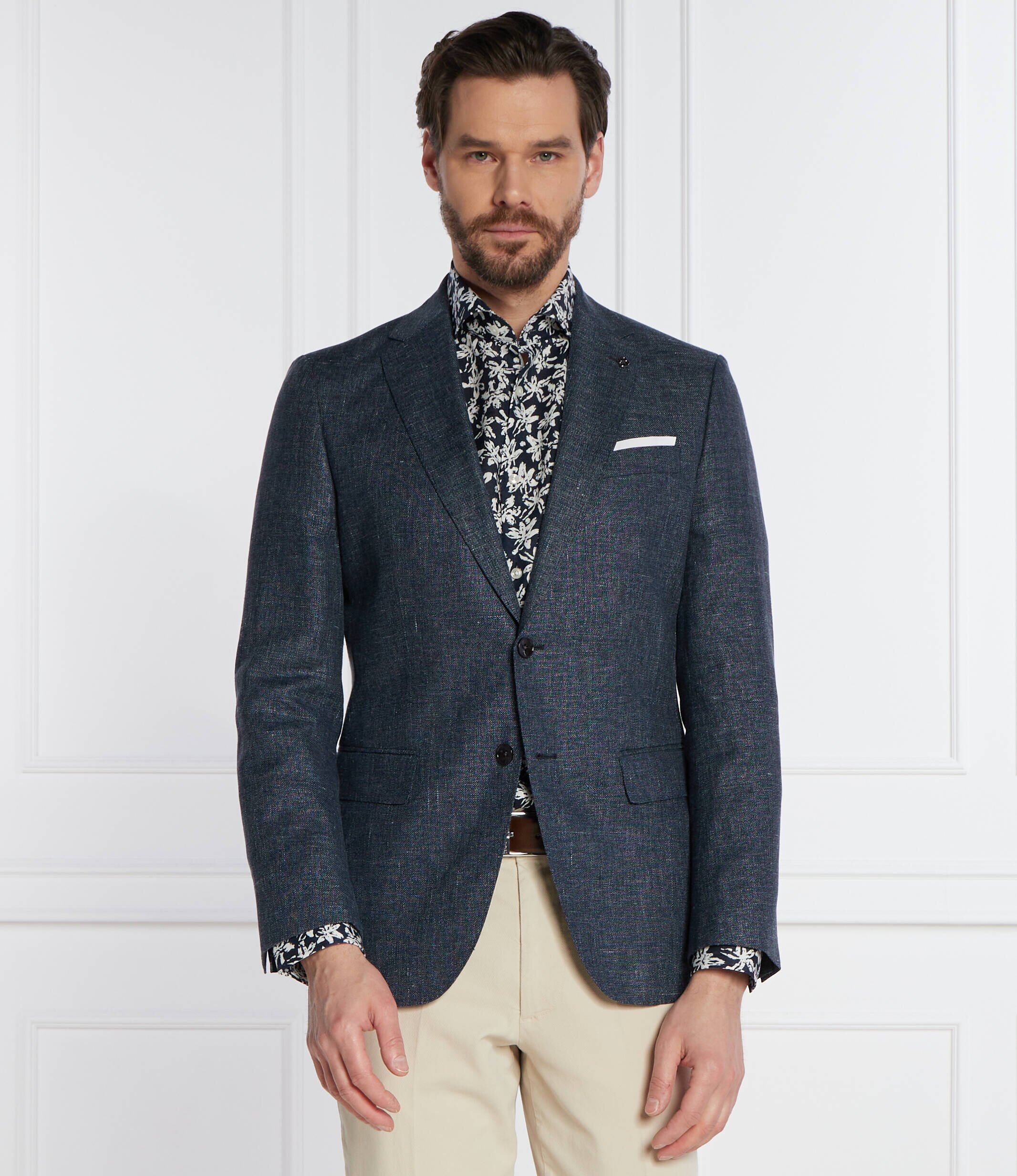 BOSS Black De lână sacou H-Hutson-233 | Regular Fit | cu adaos de in
