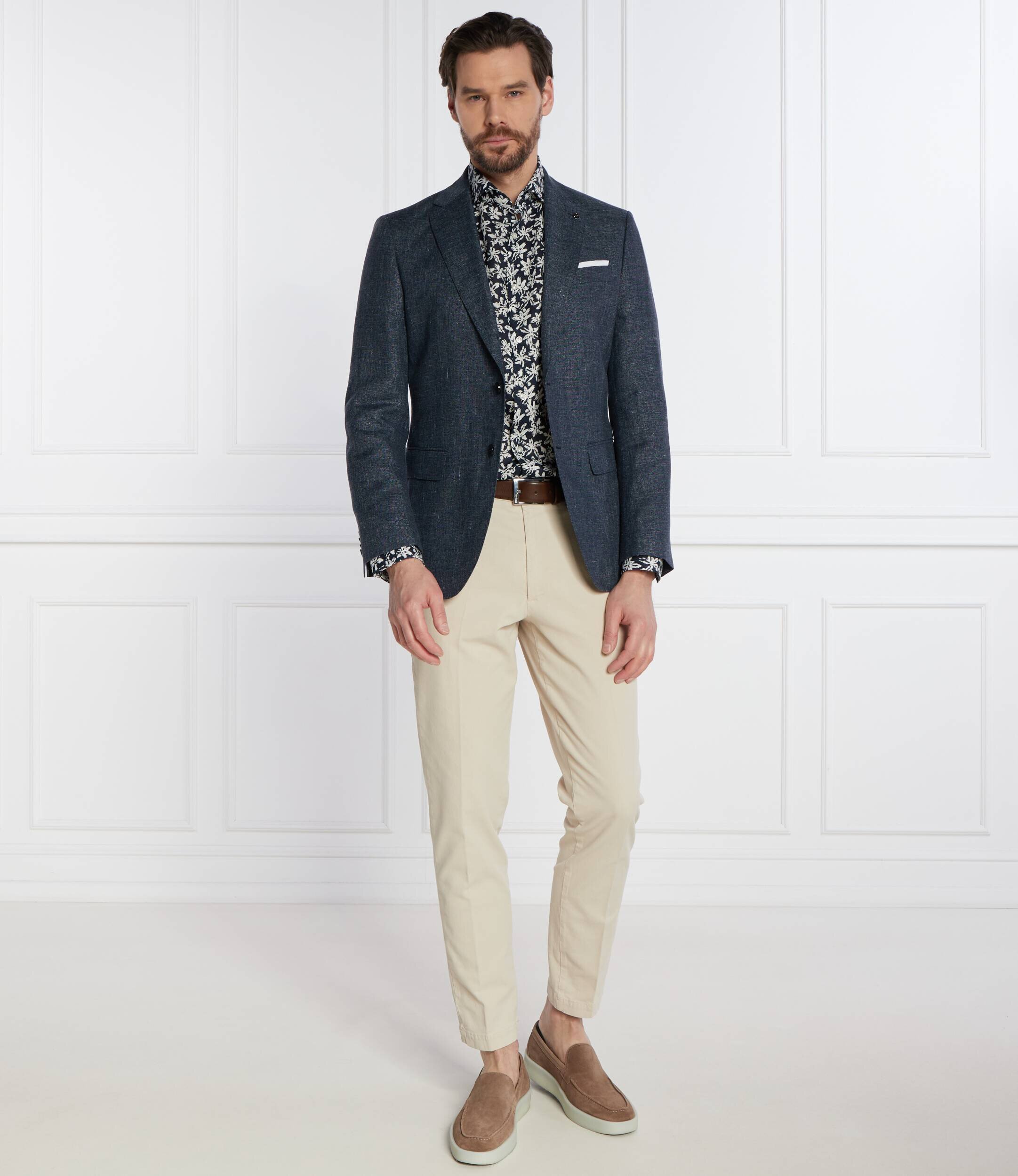 BOSS Black De lână sacou H-Hutson-233 | Regular Fit | cu adaos de in