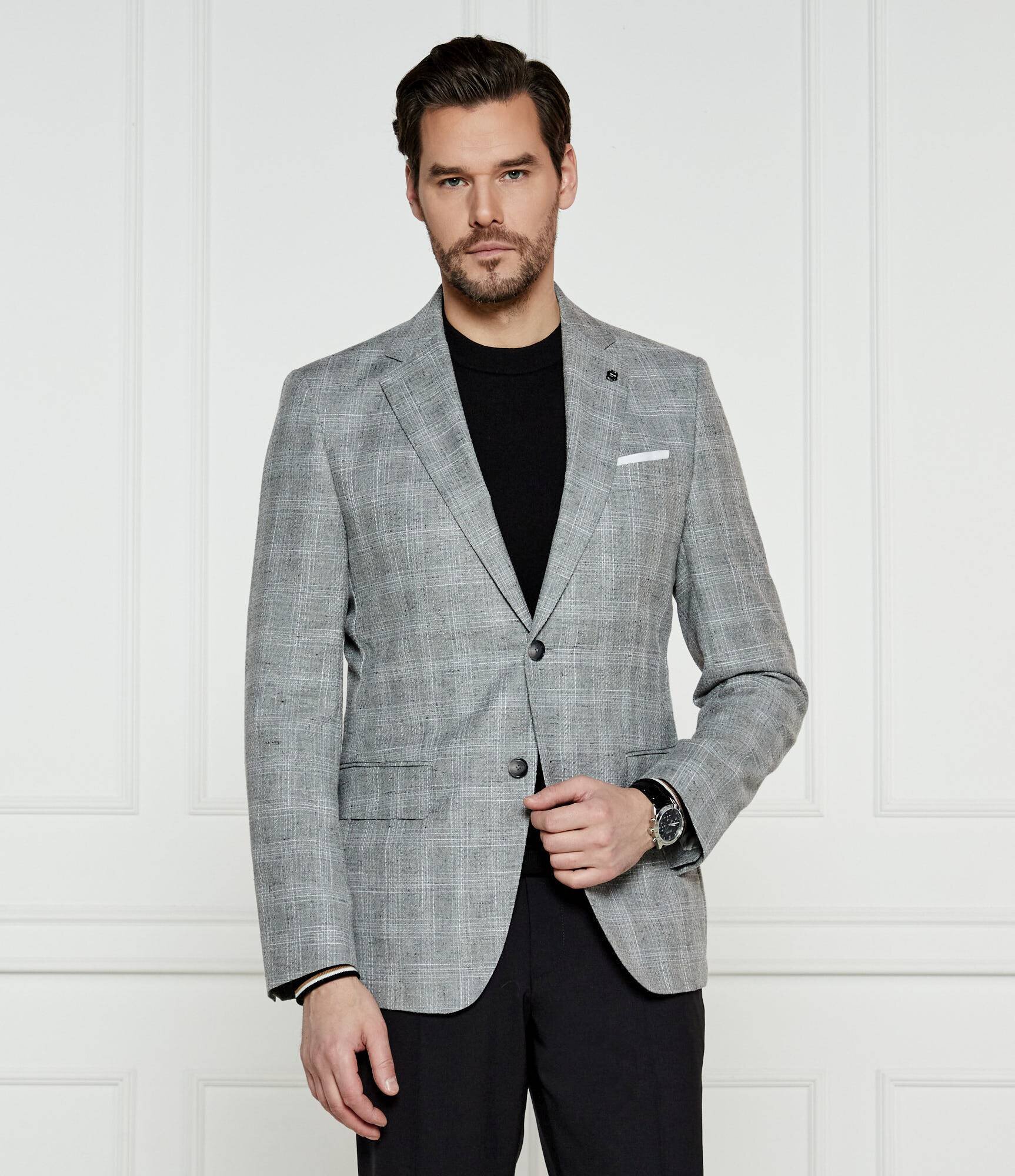 BOSS Black De lână sacou H-Hutson-233 | Slim Fit | cu adaos de in