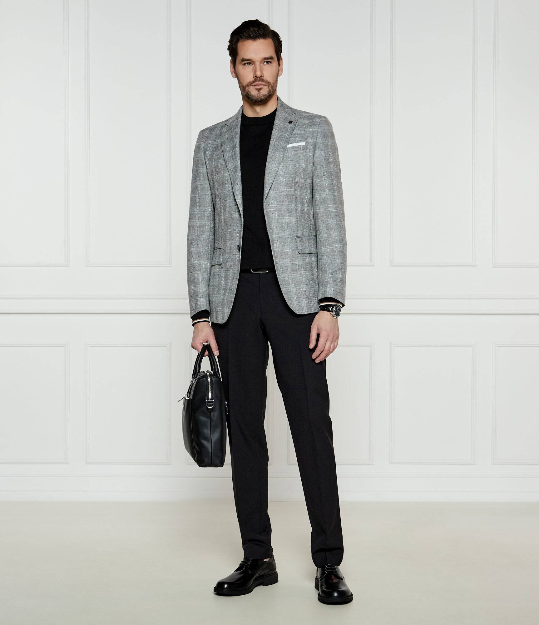 BOSS Black De lână sacou H-Hutson-233 | Slim Fit | cu adaos de in