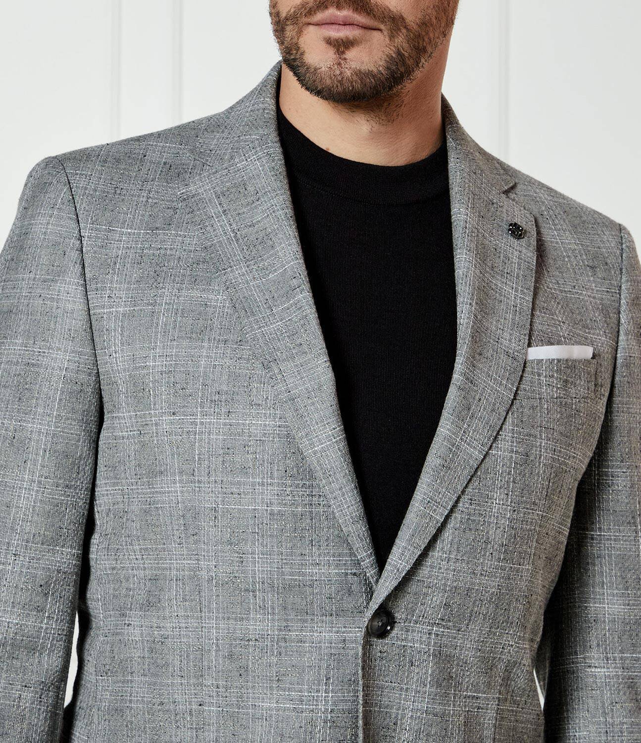 BOSS Black De lână sacou H-Hutson-233 | Slim Fit | cu adaos de in