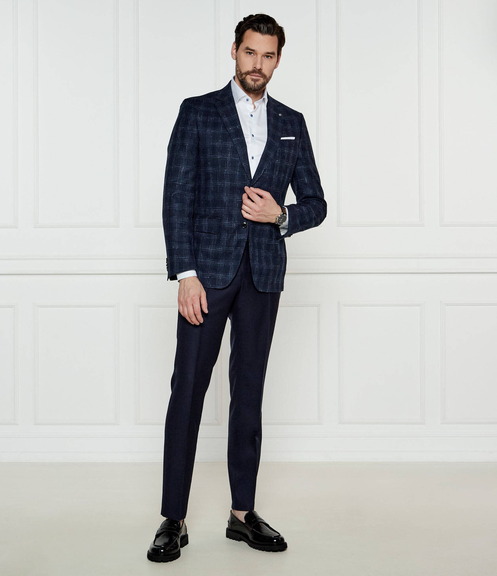 BOSS Black De lână sacou H-Hutson-233 | Slim Fit | cu adaos de in
