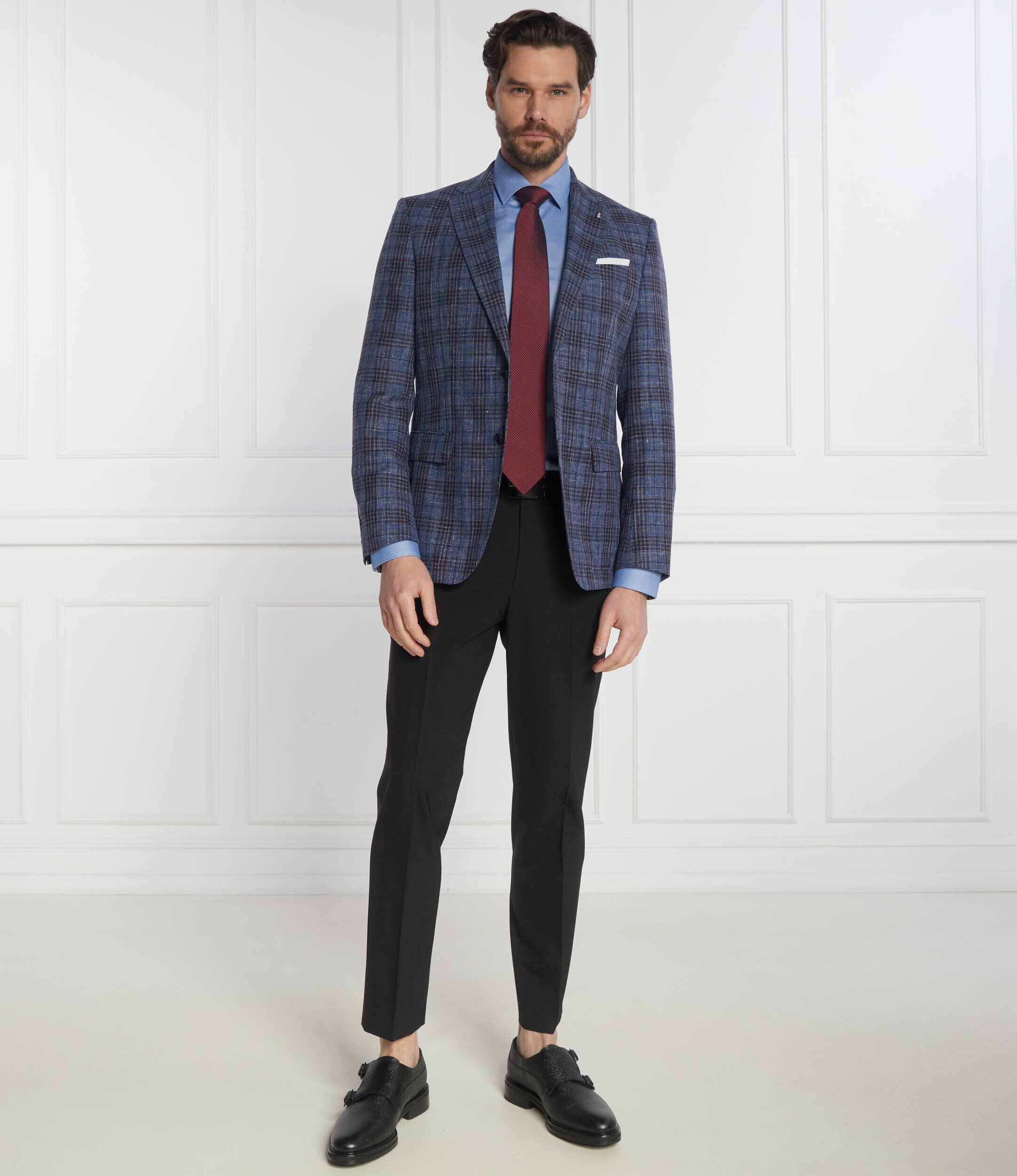 BOSS Black De lână sacou H-Hutson-233 | Slim Fit | cu adaos de in