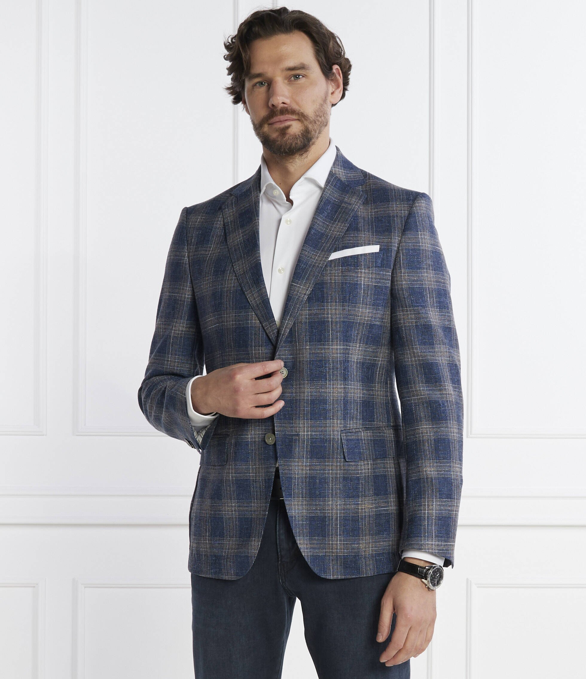 BOSS Black De lână sacou H-Hutson-233 | Slim Fit | cu adaos de in