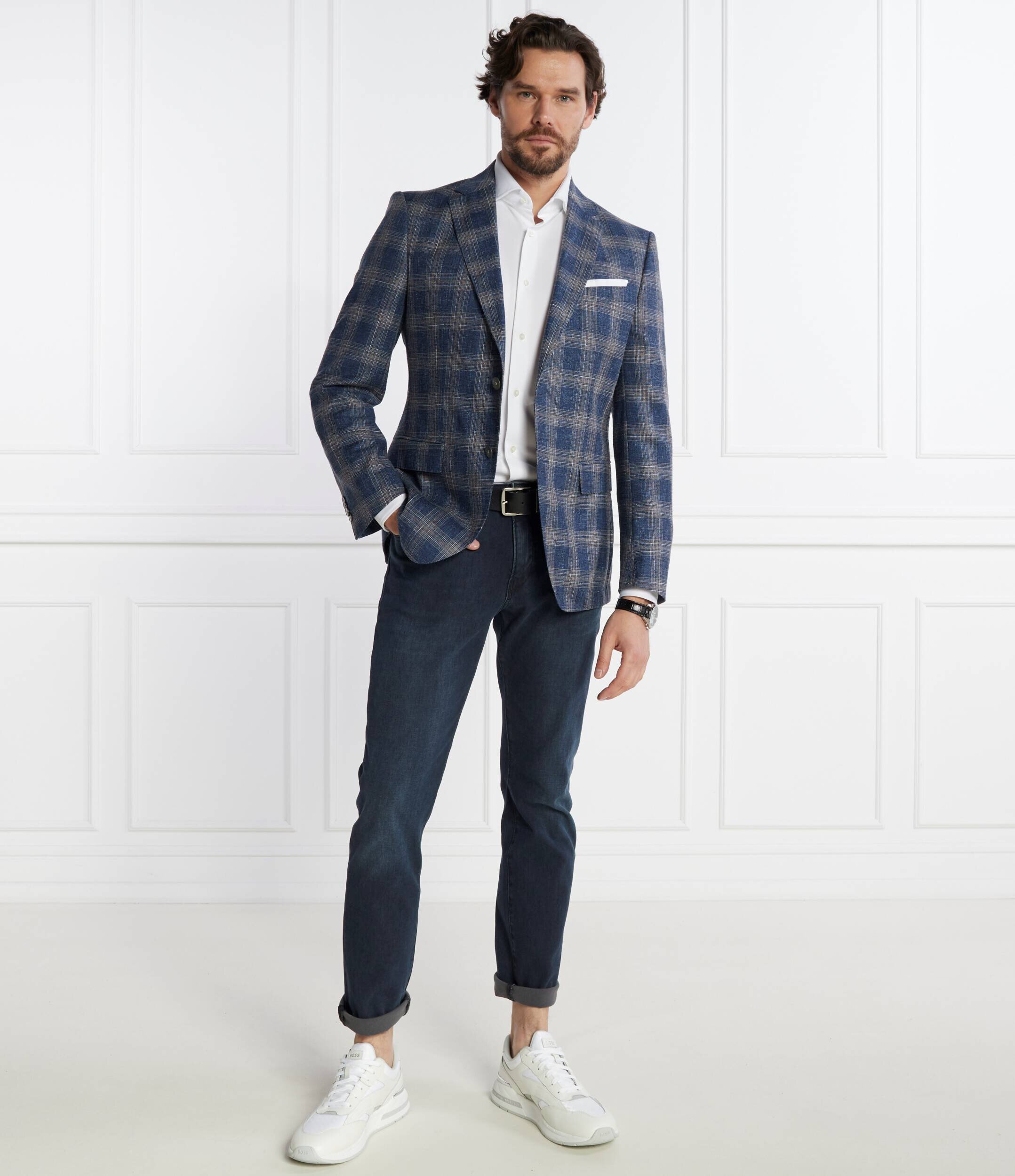 BOSS Black De lână sacou H-Hutson-233 | Slim Fit | cu adaos de in
