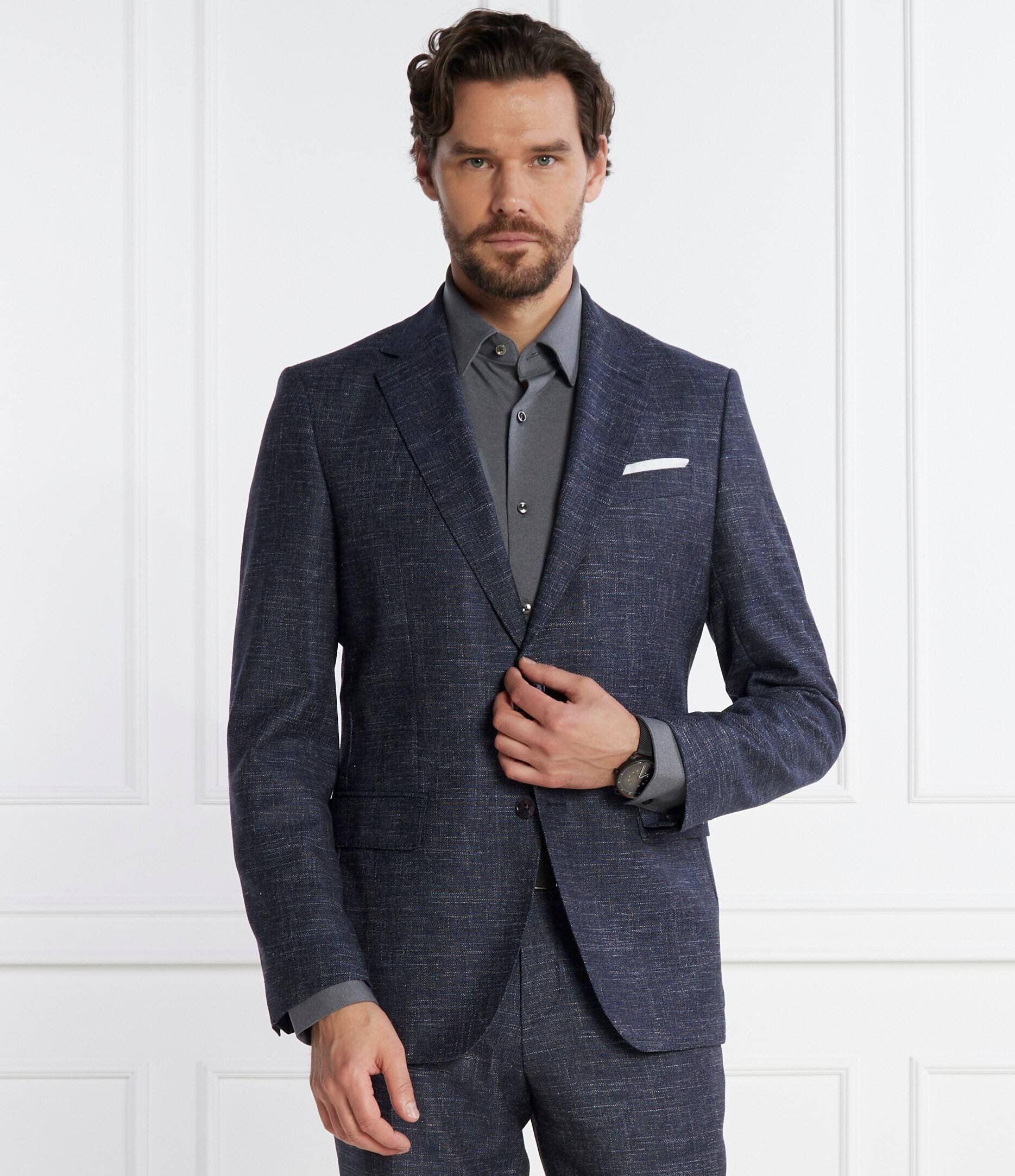 BOSS Black De lână sacou H-Hutson-233 | Slim Fit | cu adaos de in