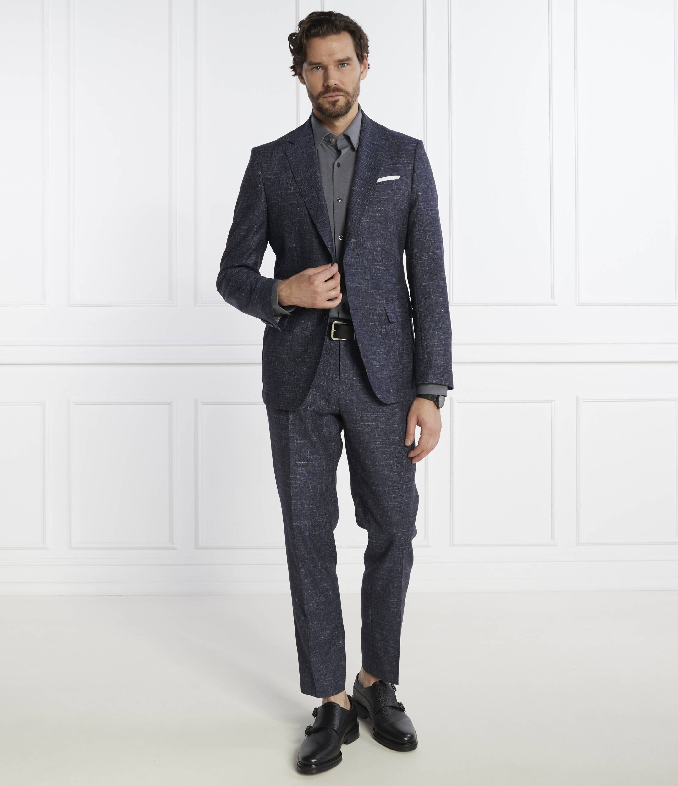 BOSS Black De lână sacou H-Hutson-233 | Slim Fit | cu adaos de in
