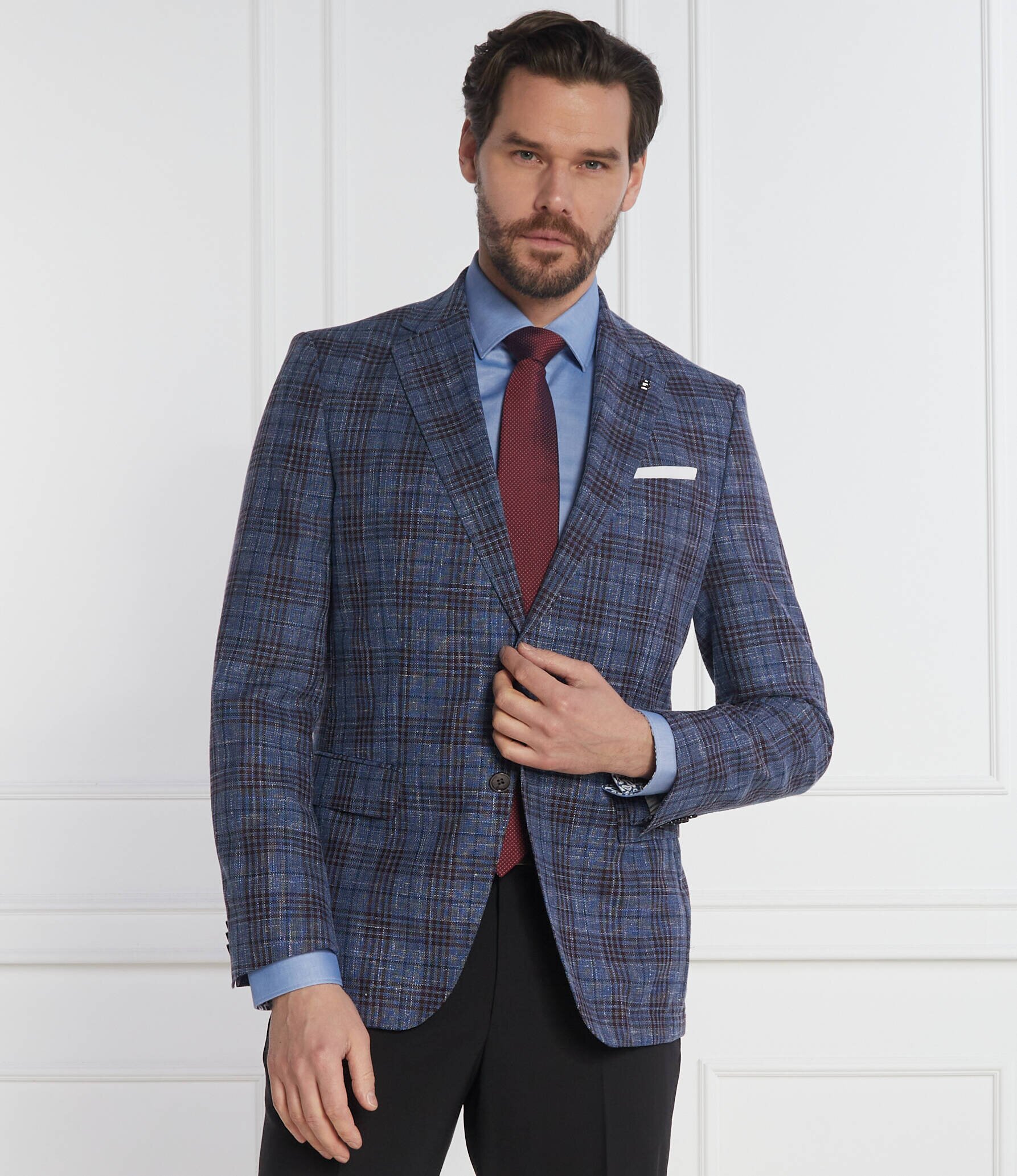 BOSS Black De lână sacou H-Hutson-233 | Slim Fit | cu adaos de in