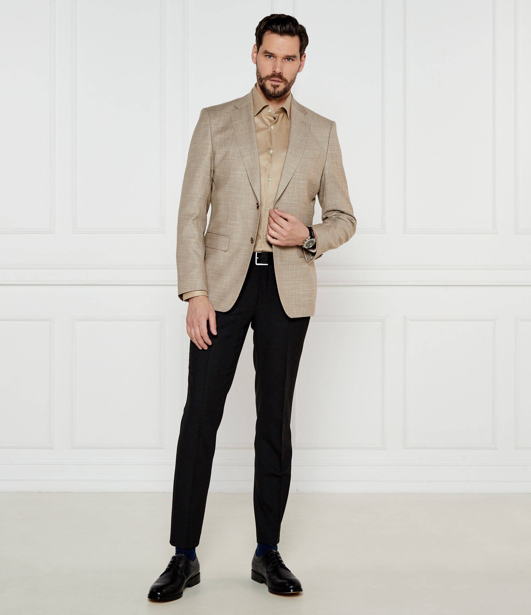 BOSS Black De lână sacou H-Hutson-251 | Slim Fit | cu adaos de in
