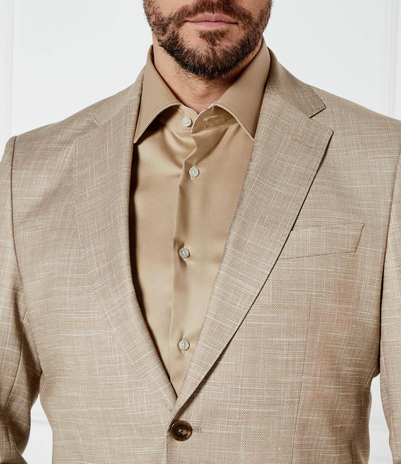 BOSS Black De lână sacou H-Hutson-251 | Slim Fit | cu adaos de in