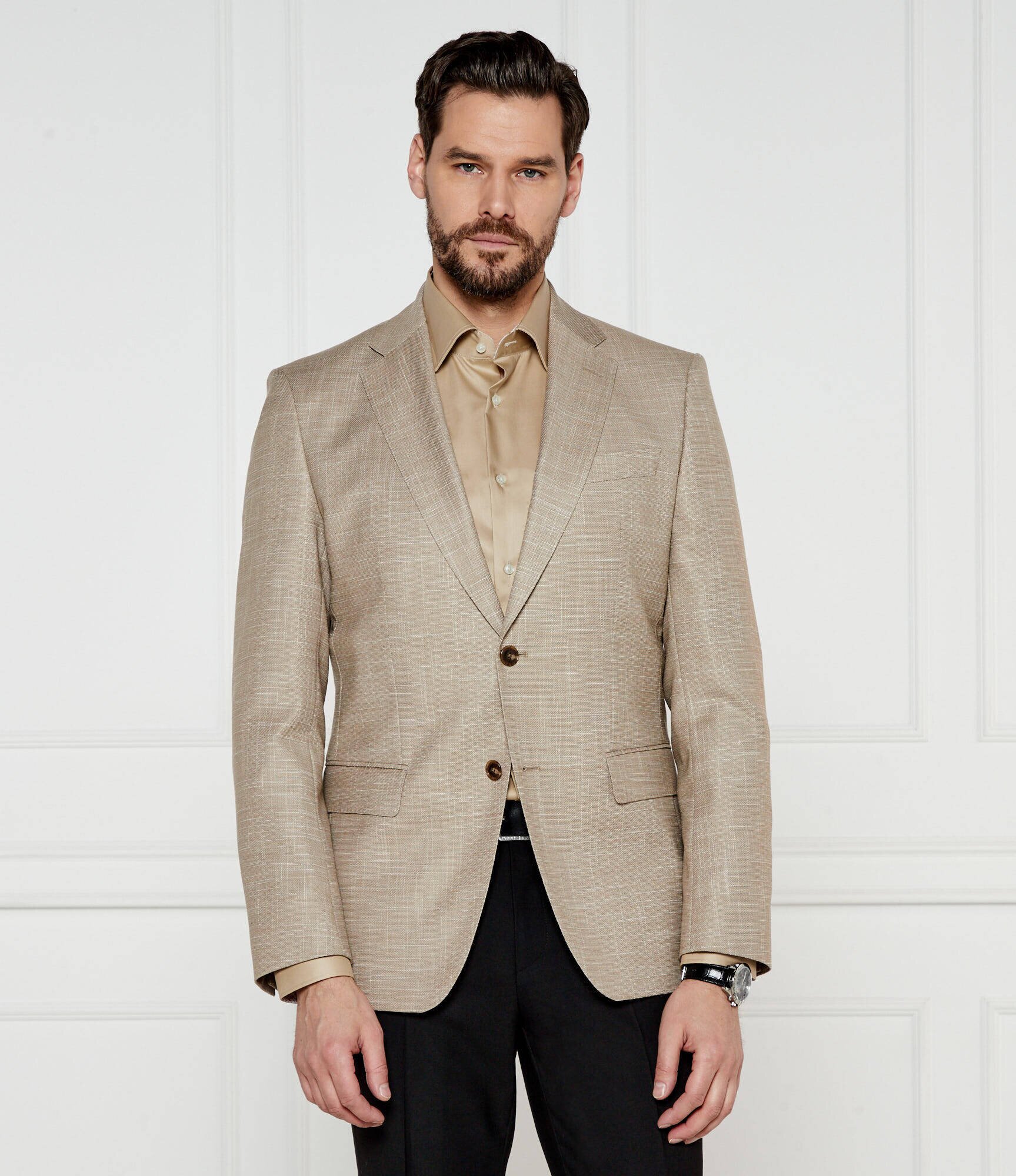 BOSS Black De lână sacou H-Hutson-251 | Slim Fit | cu adaos de in