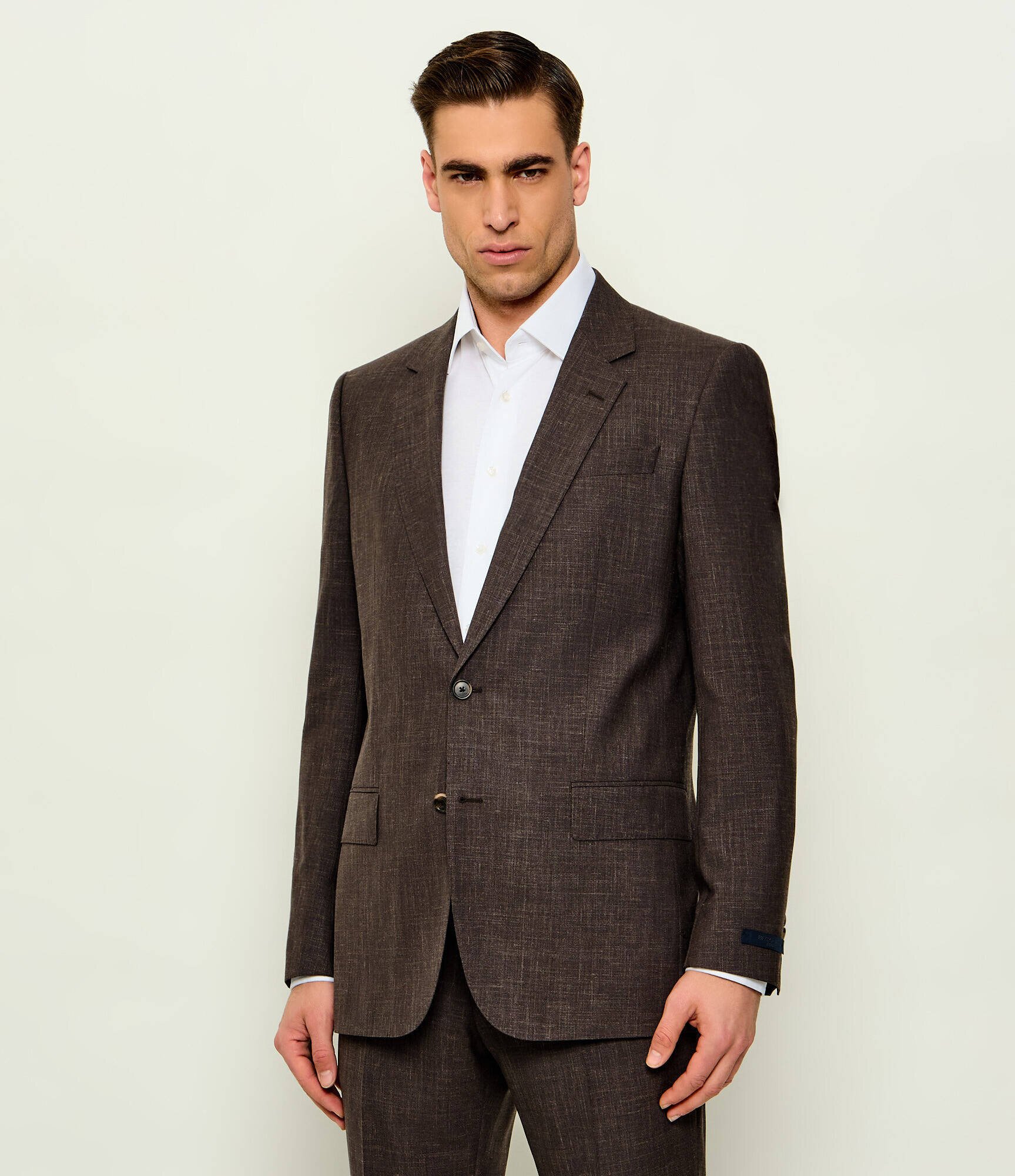 BOSS Black De lână sacou SB-SuitJacket-262_DB| BOSS X BECKHAM | Slim Fit cu adaos de mătase