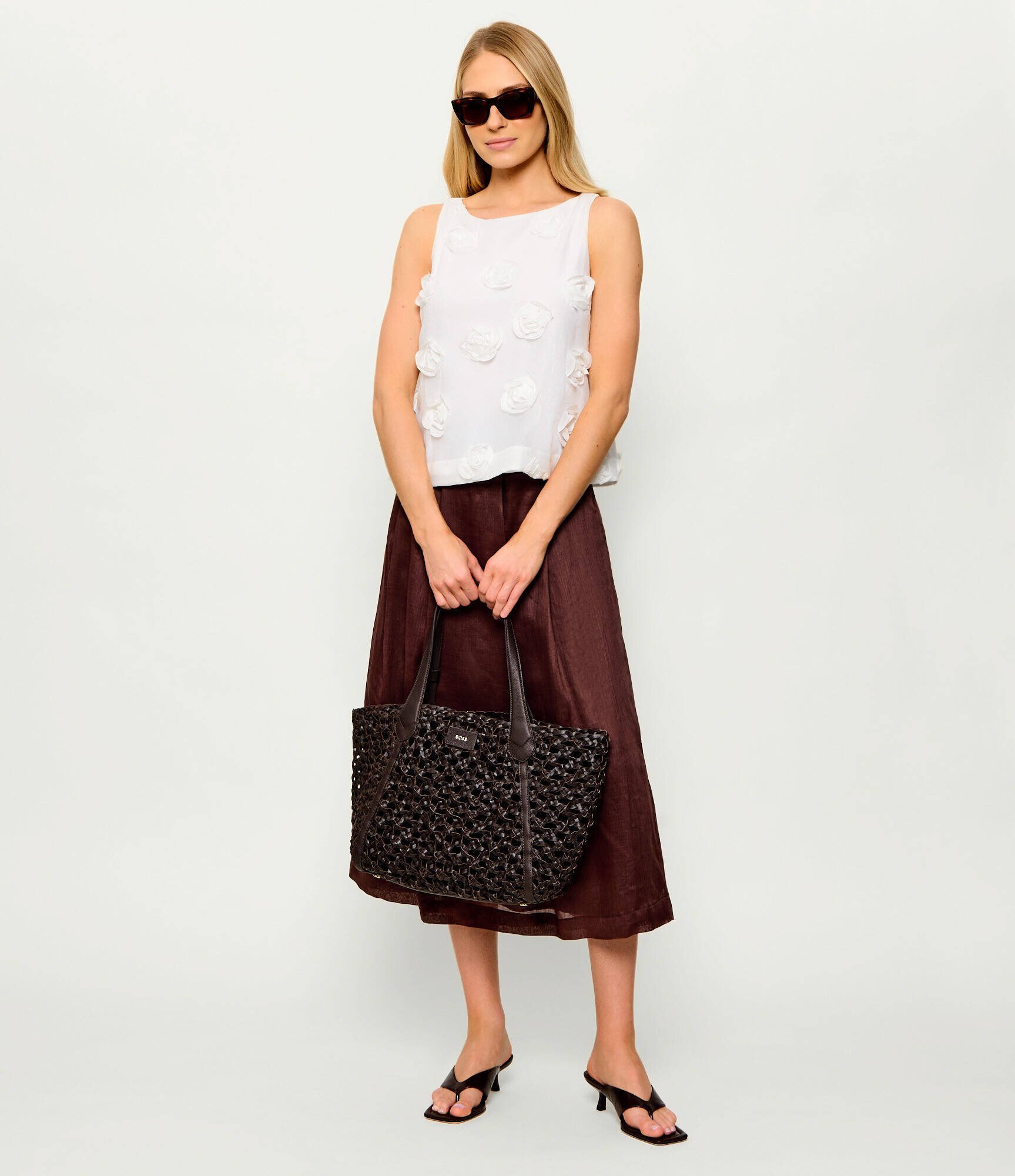 BOSS Black De piele geantă shopper + borsetă Lenah