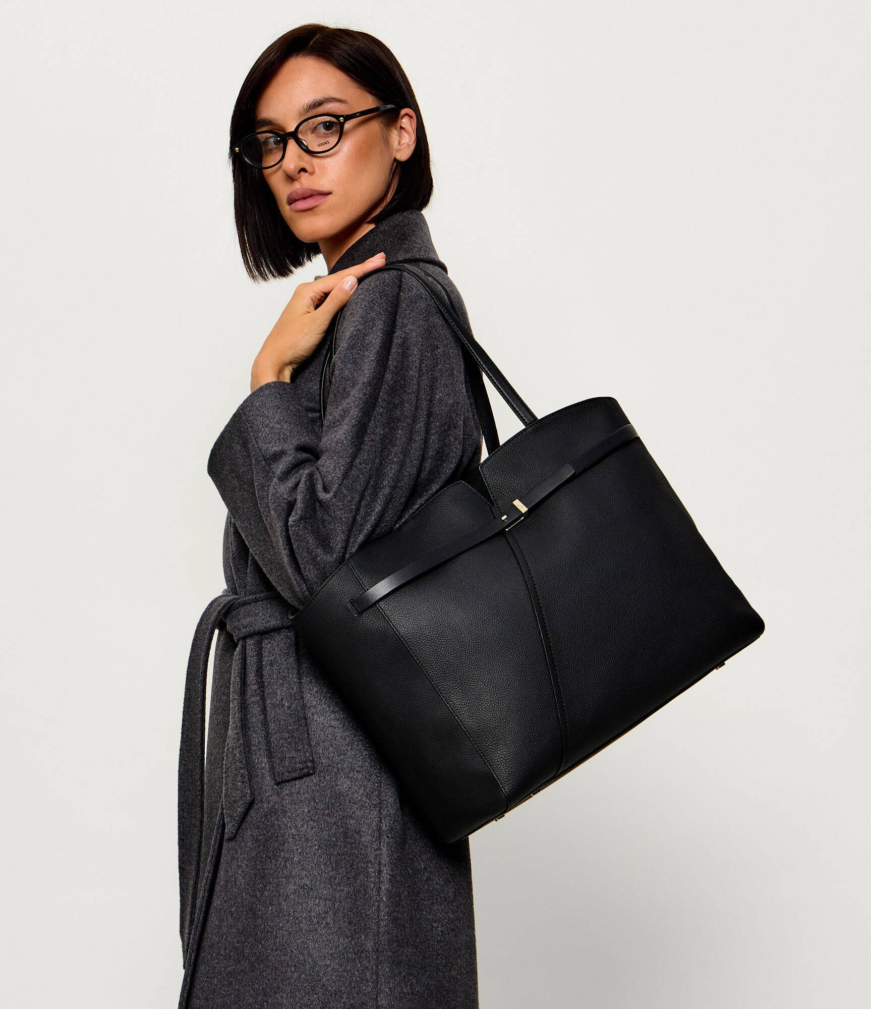BOSS Black De piele geantă shopper Boss Revers