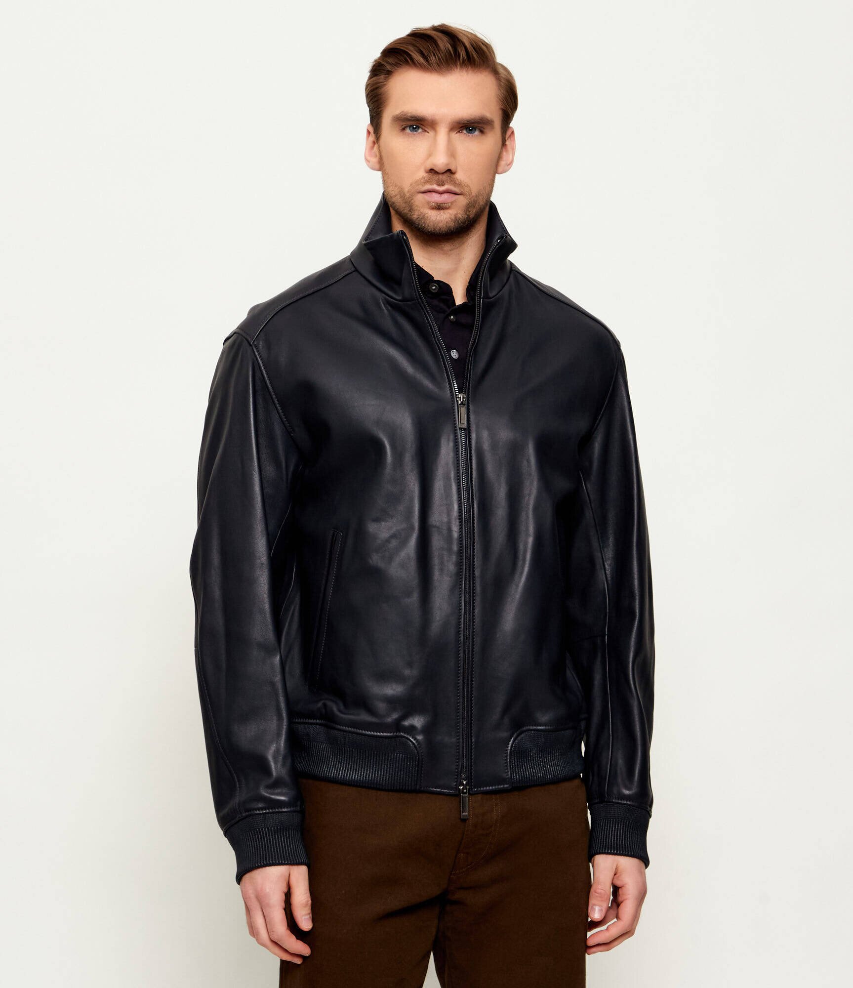 BOSS Black Geacă de piele H-Mamun_AM | BOSS x ASTON MARTIN | regular fit
