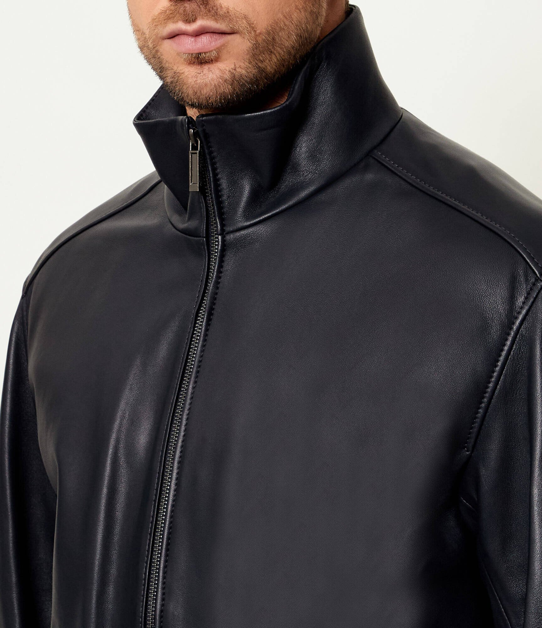 BOSS Black Geacă de piele H-Mamun_AM | BOSS x ASTON MARTIN | regular fit
