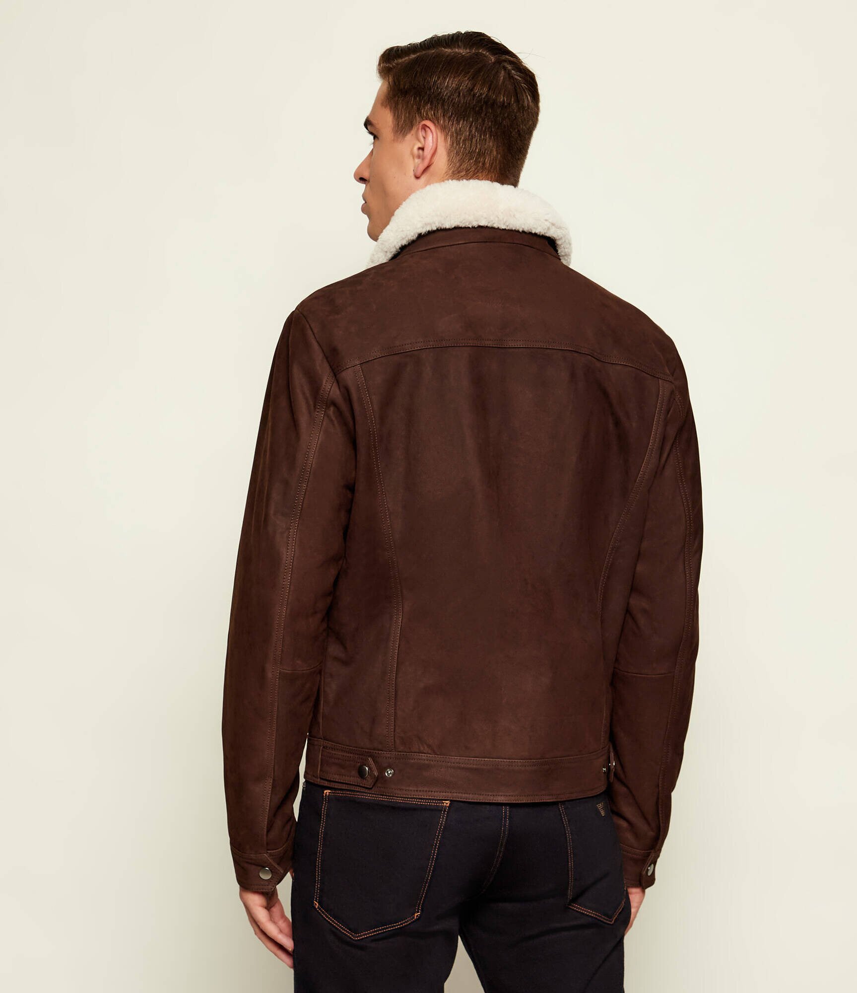 BOSS Black Geacă de piele Mordy_DB | BOSS X David Beckham | regular fit cu adaos de lână