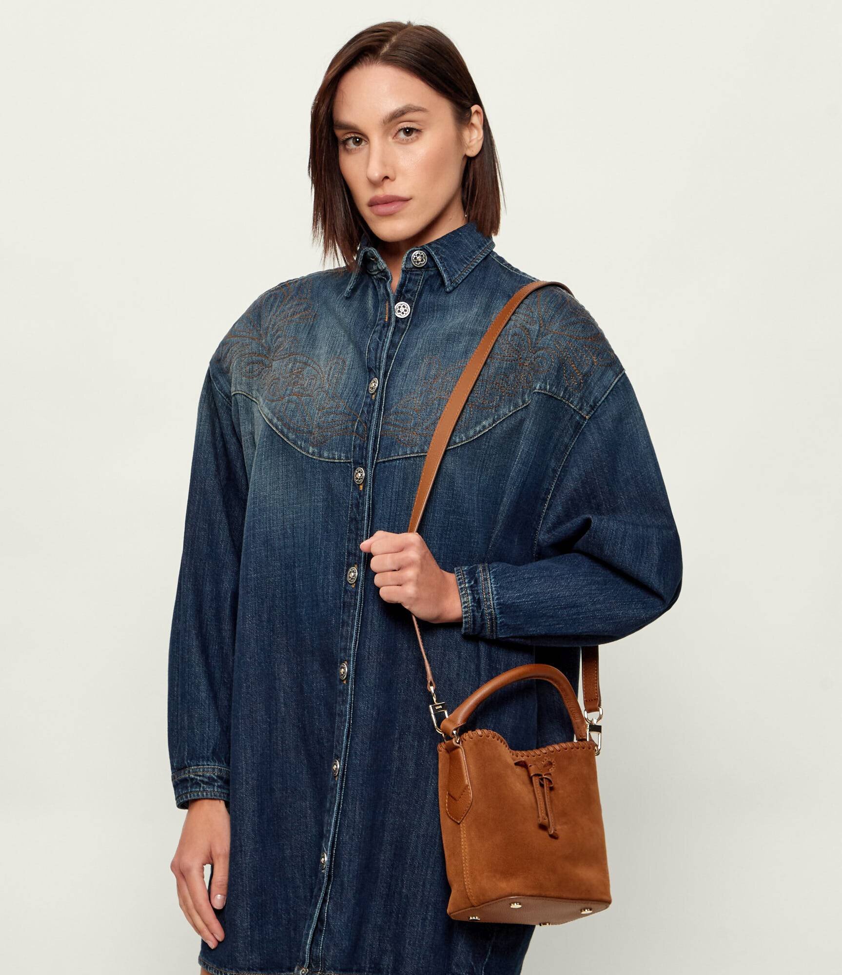 BOSS Black Geantă tip sac Lenah S | piele întoarsă