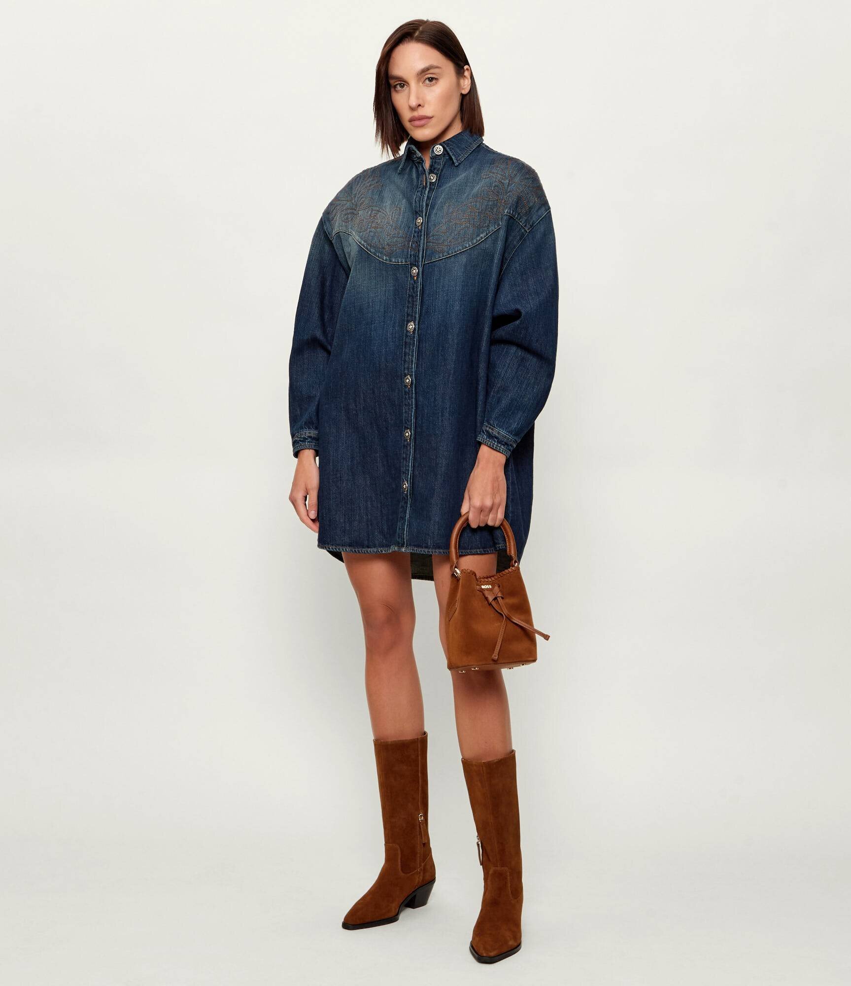 BOSS Black Geantă tip sac Lenah S | piele întoarsă