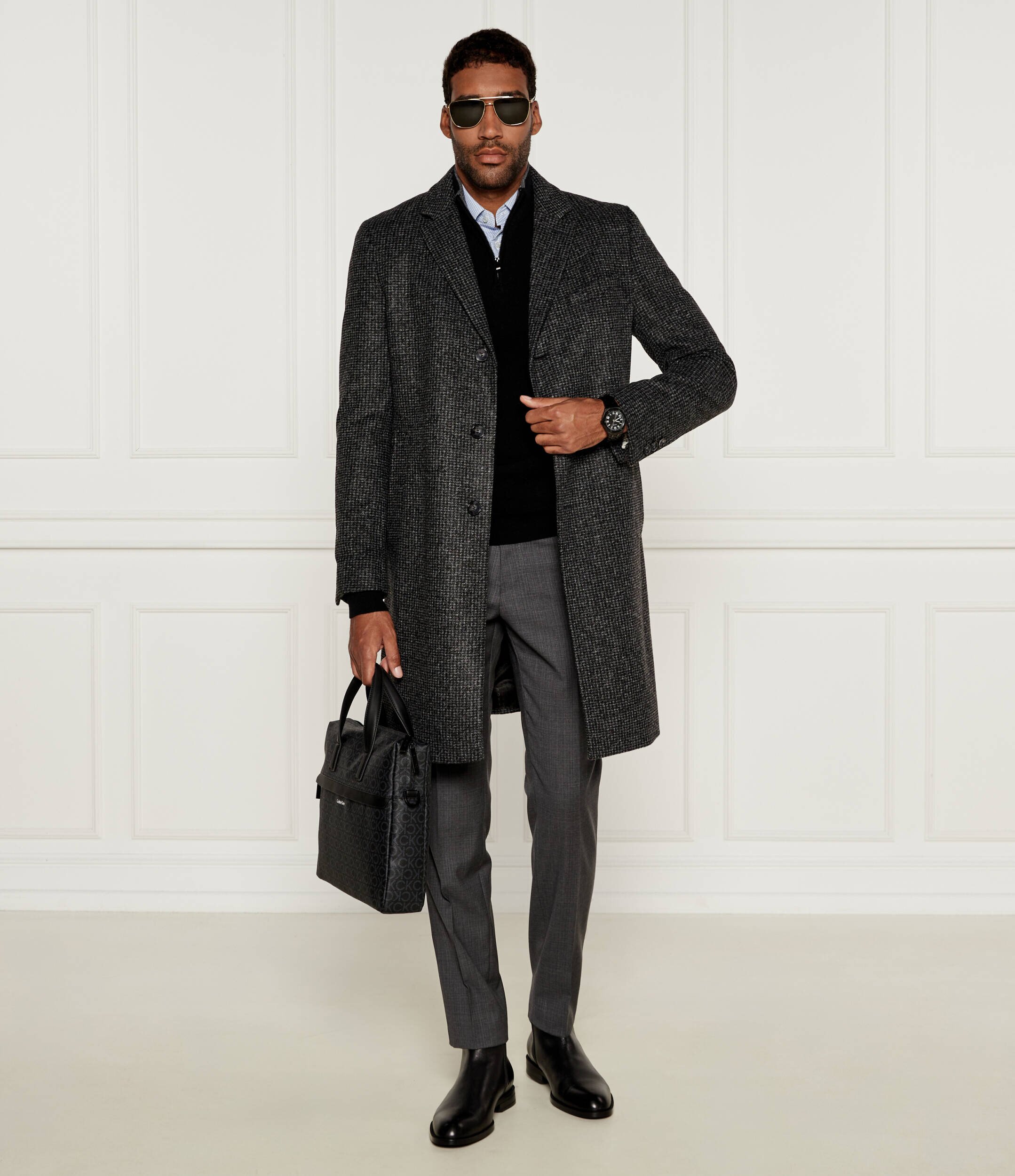 BOSS Black Palton H-Hyde cu adaos de lână