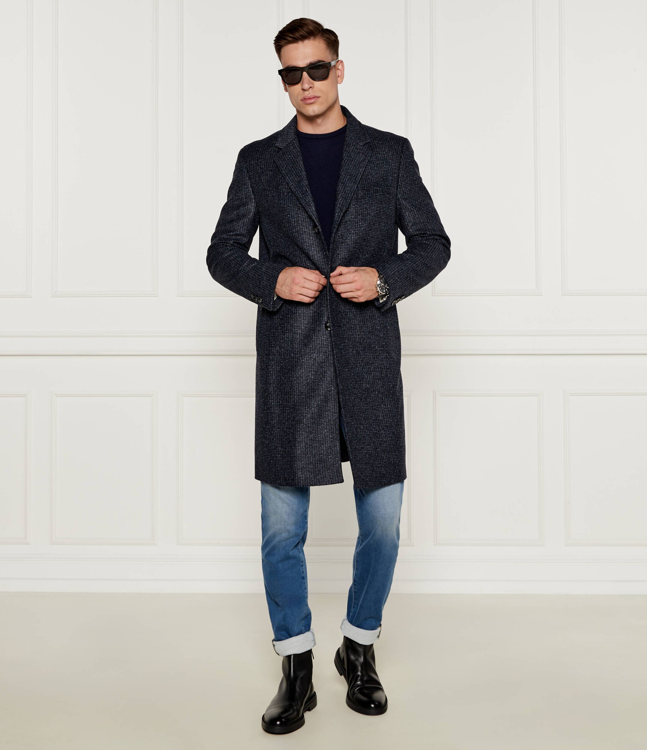 BOSS Black Palton H-Hyde cu adaos de lână