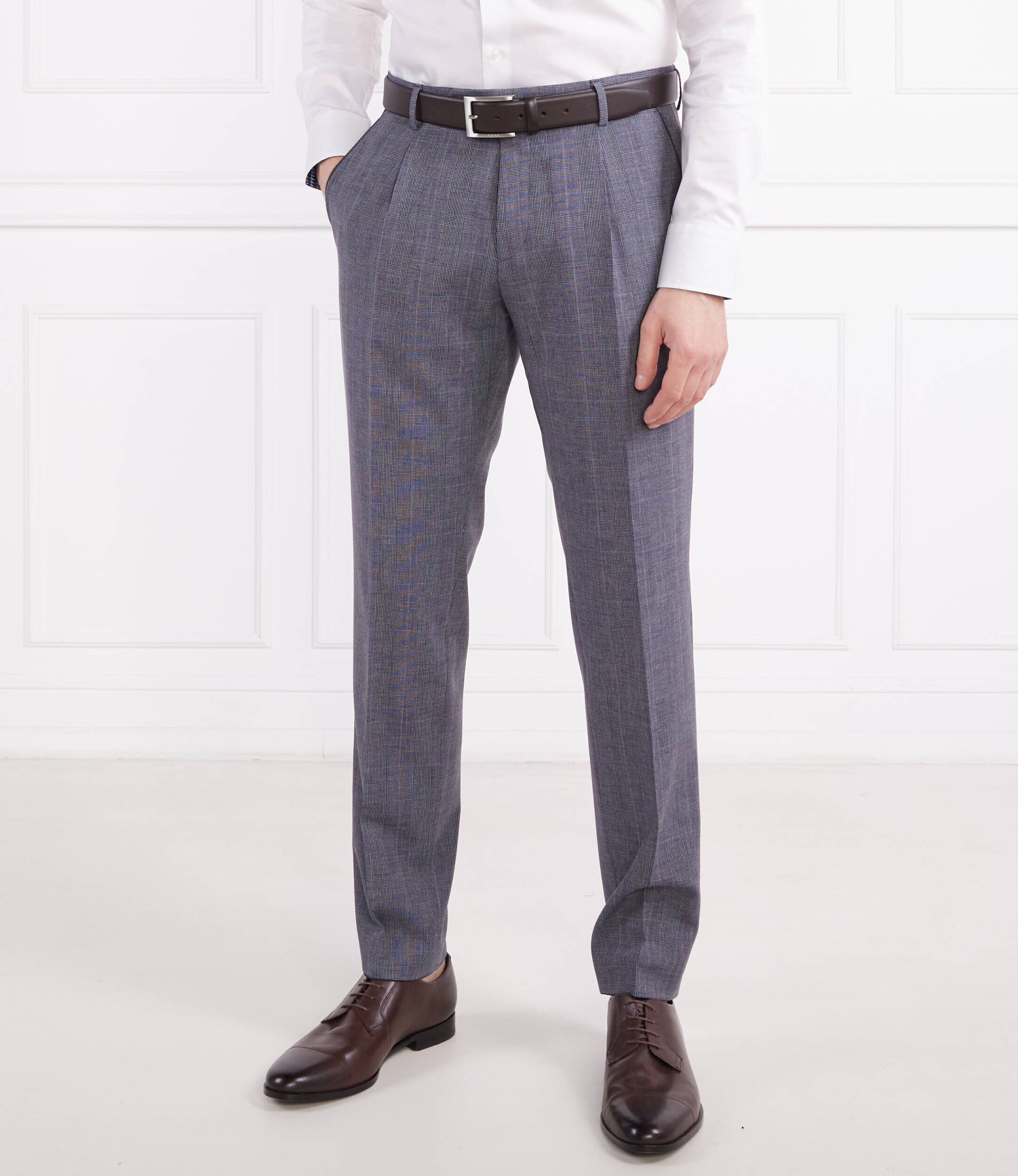 BOSS Black Pantaloni H-Genius-Pleat-232 | Slim Fit cu adaos de lână