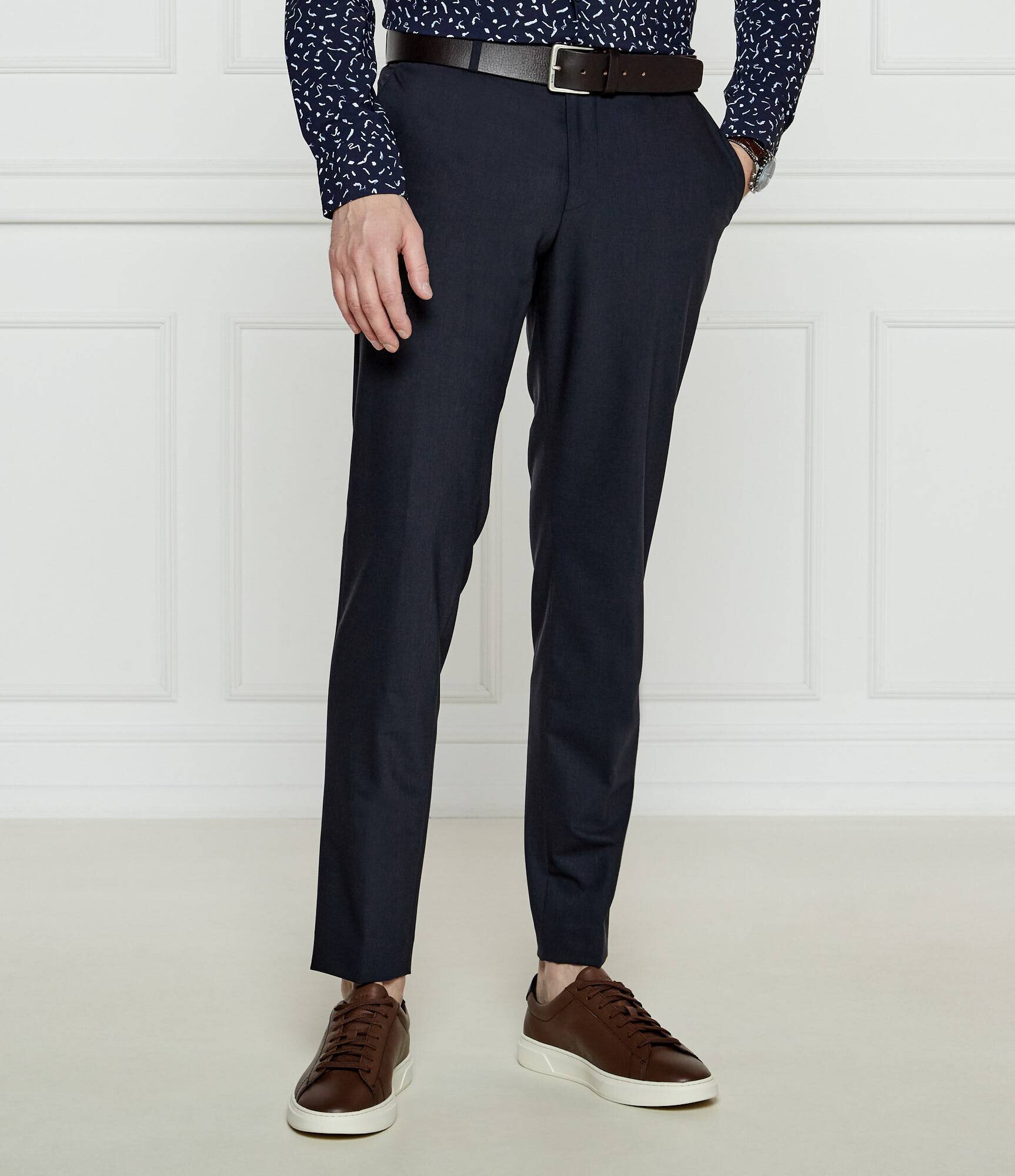 BOSS Black Pantaloni P-Genius-CW-WG-251 | Slim Fit cu adaos de lână