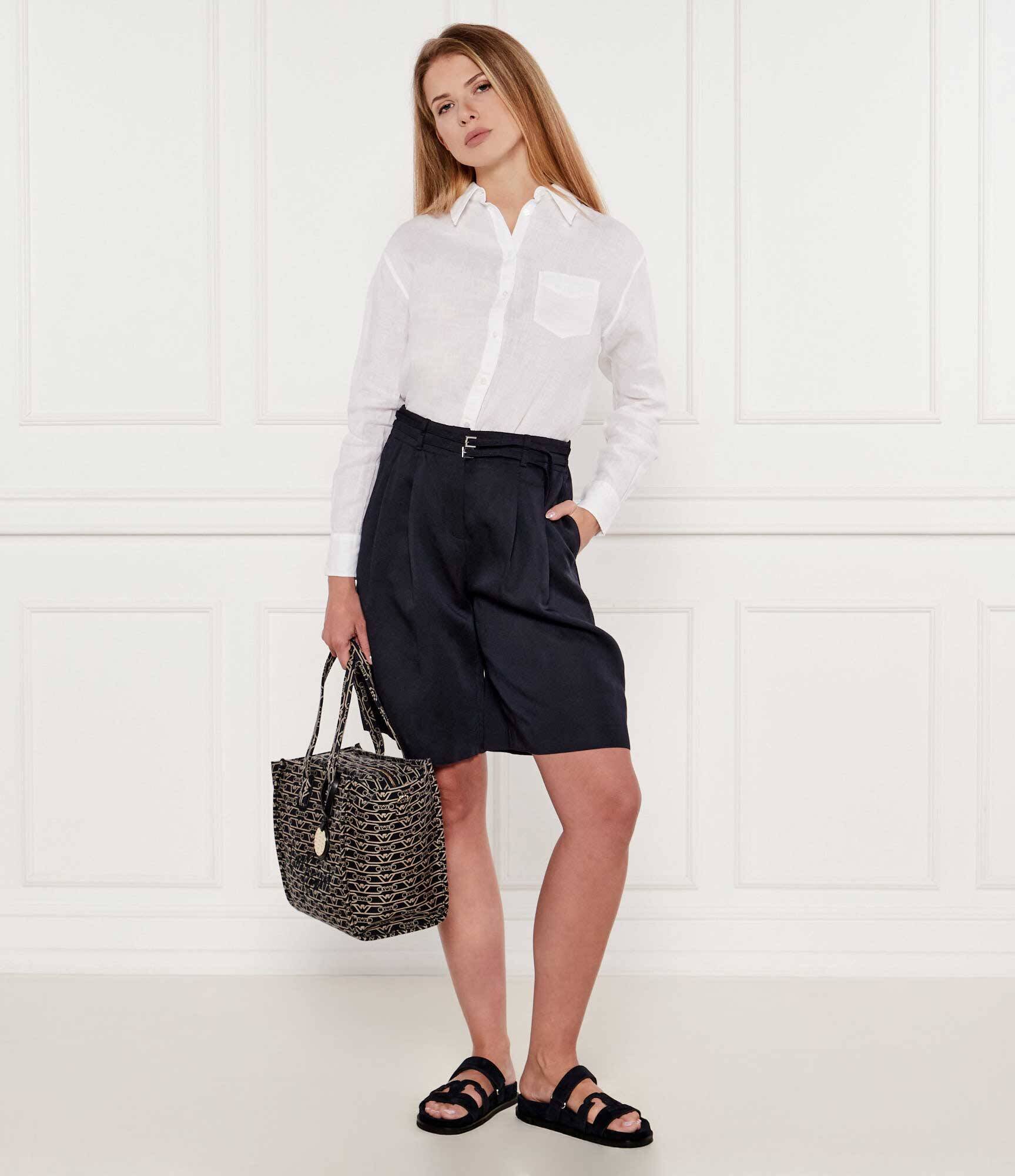 BOSS Black Pantaloni scurți Tilena-W | Loose fit | cu adaos de in