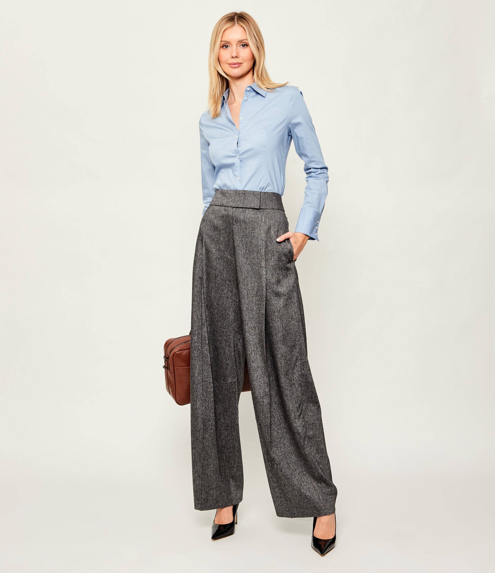 BOSS Black Pantaloni Telda | Oversize fit cu adaos de lână