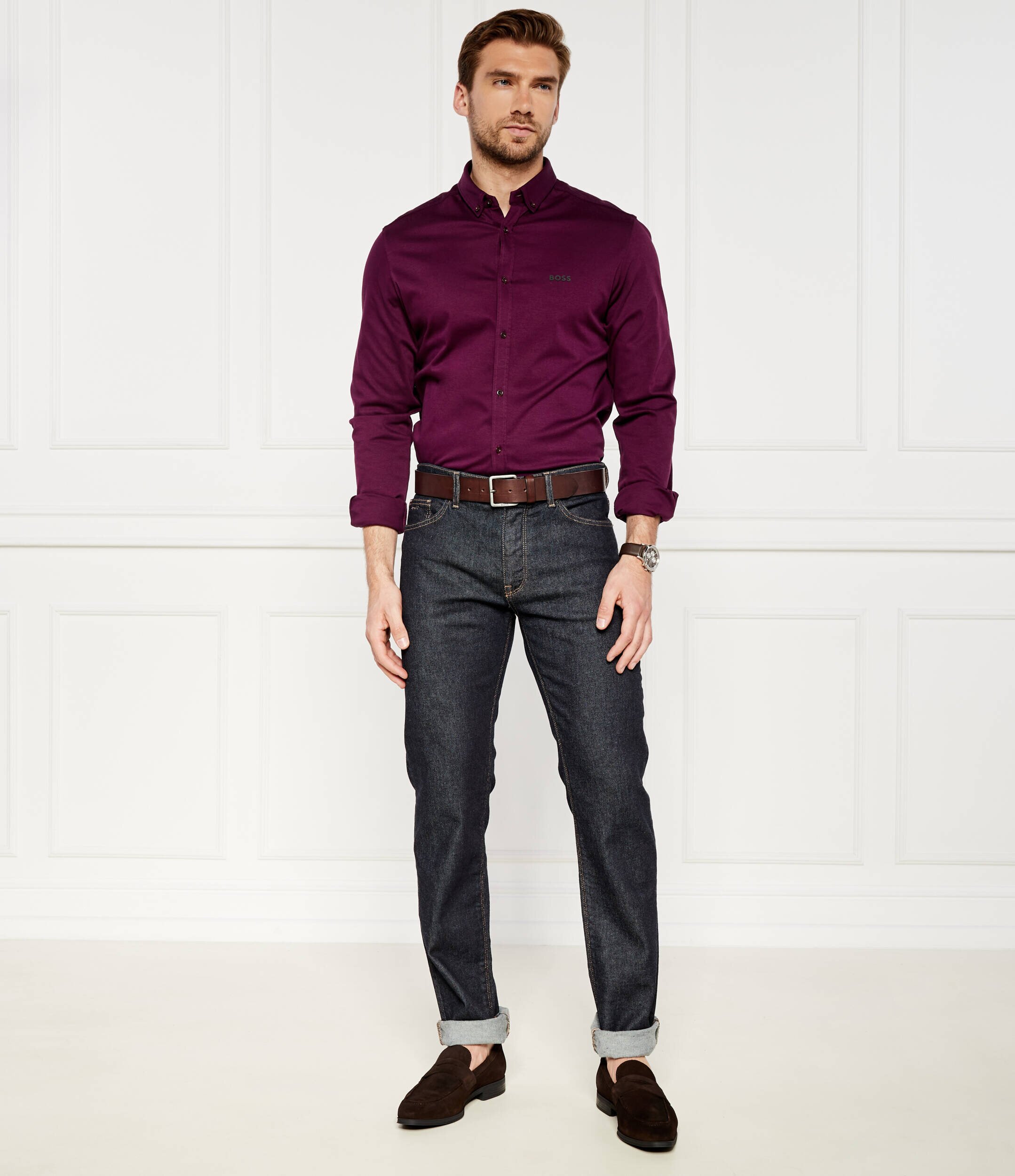 BOSS Black Pantofi loafer Theon | piele întoarsă