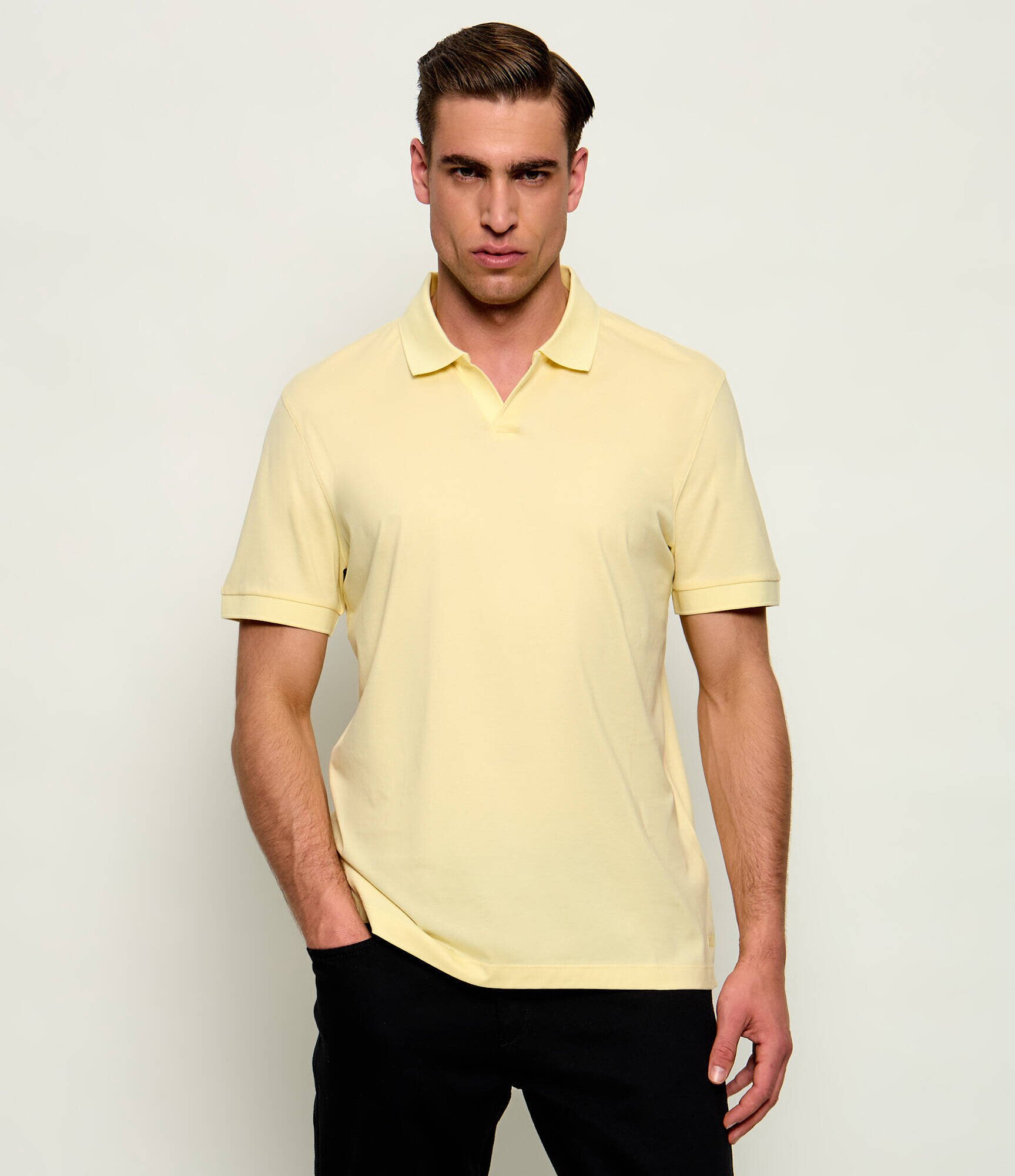 BOSS Black Polo Ponti 75_DB | BOSS X David Beckham | regular fit cu adaos de mătase