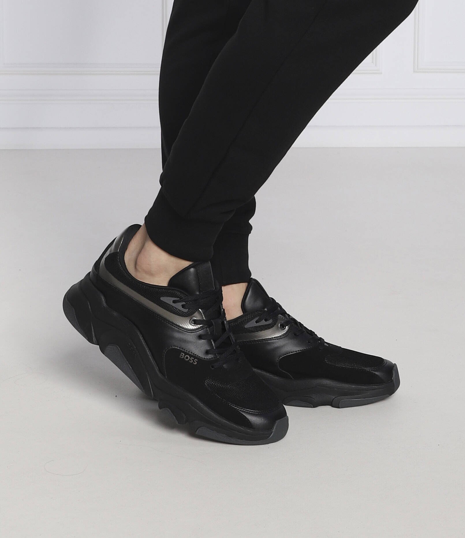BOSS Black Sneakers Asher_Runn_mx cu adaos de piele