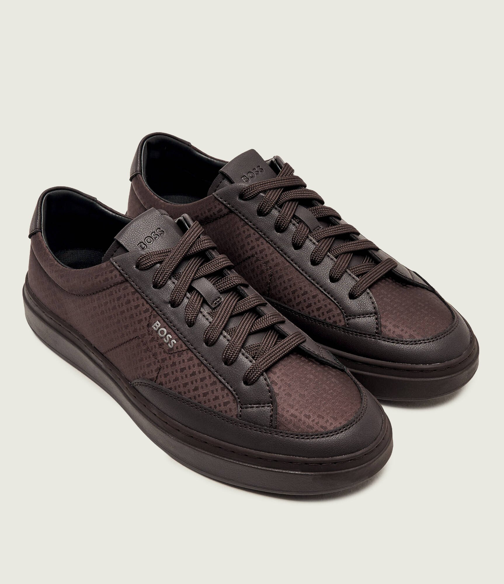 BOSS Black Sneakers Kieran_Tenn_alnymn cu adaos de piele