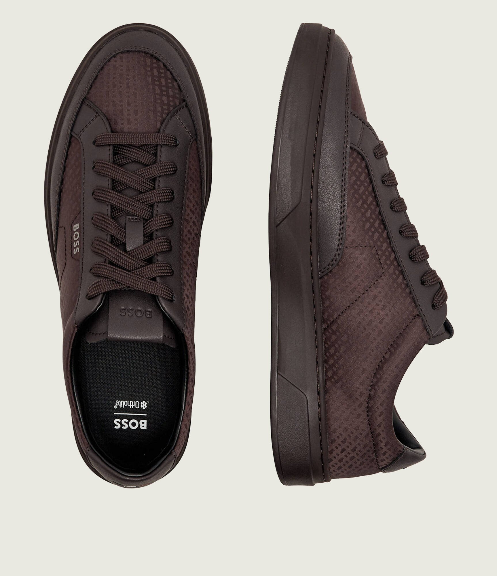 BOSS Black Sneakers Kieran_Tenn_alnymn cu adaos de piele