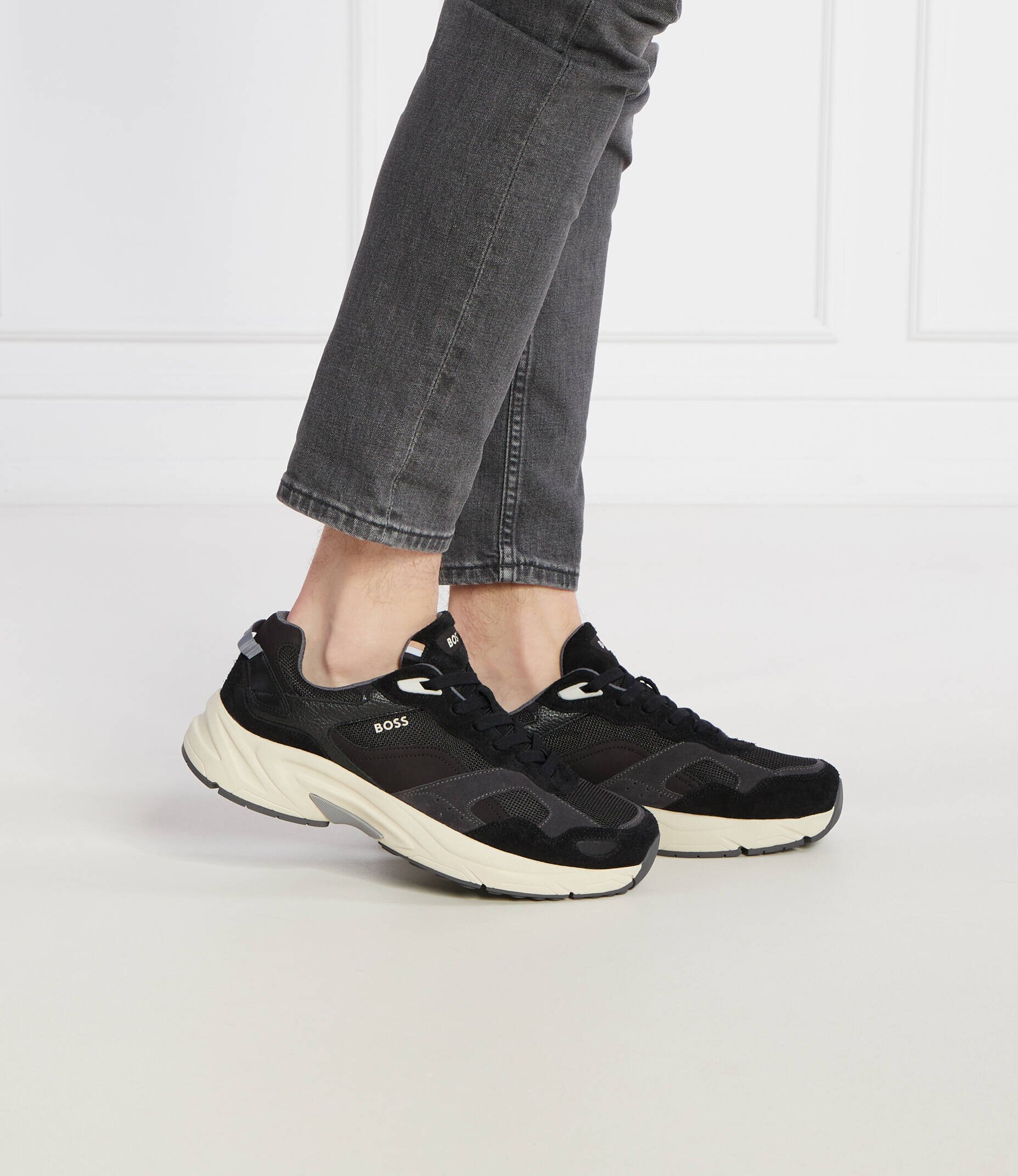 BOSS Black Sneakers Levitt_Runn_hsdny cu adaos de piele