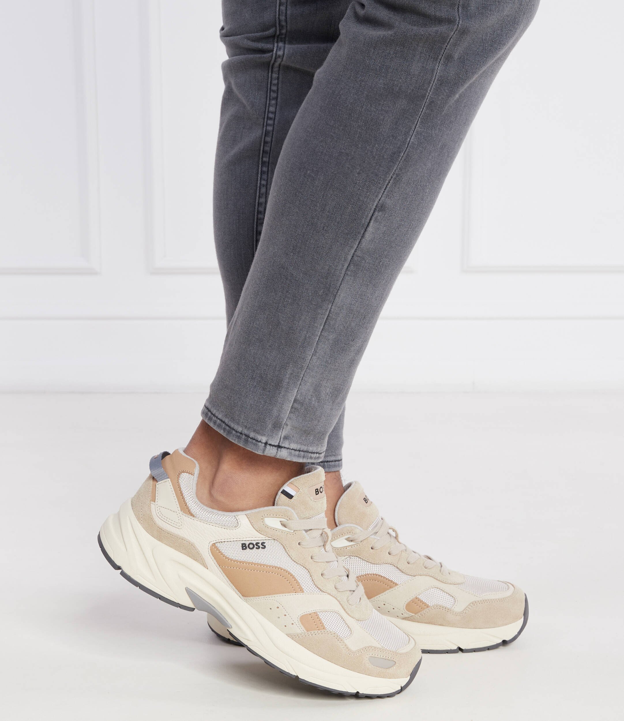 BOSS Black Sneakers Levitt_Runn_hsdny cu adaos de piele