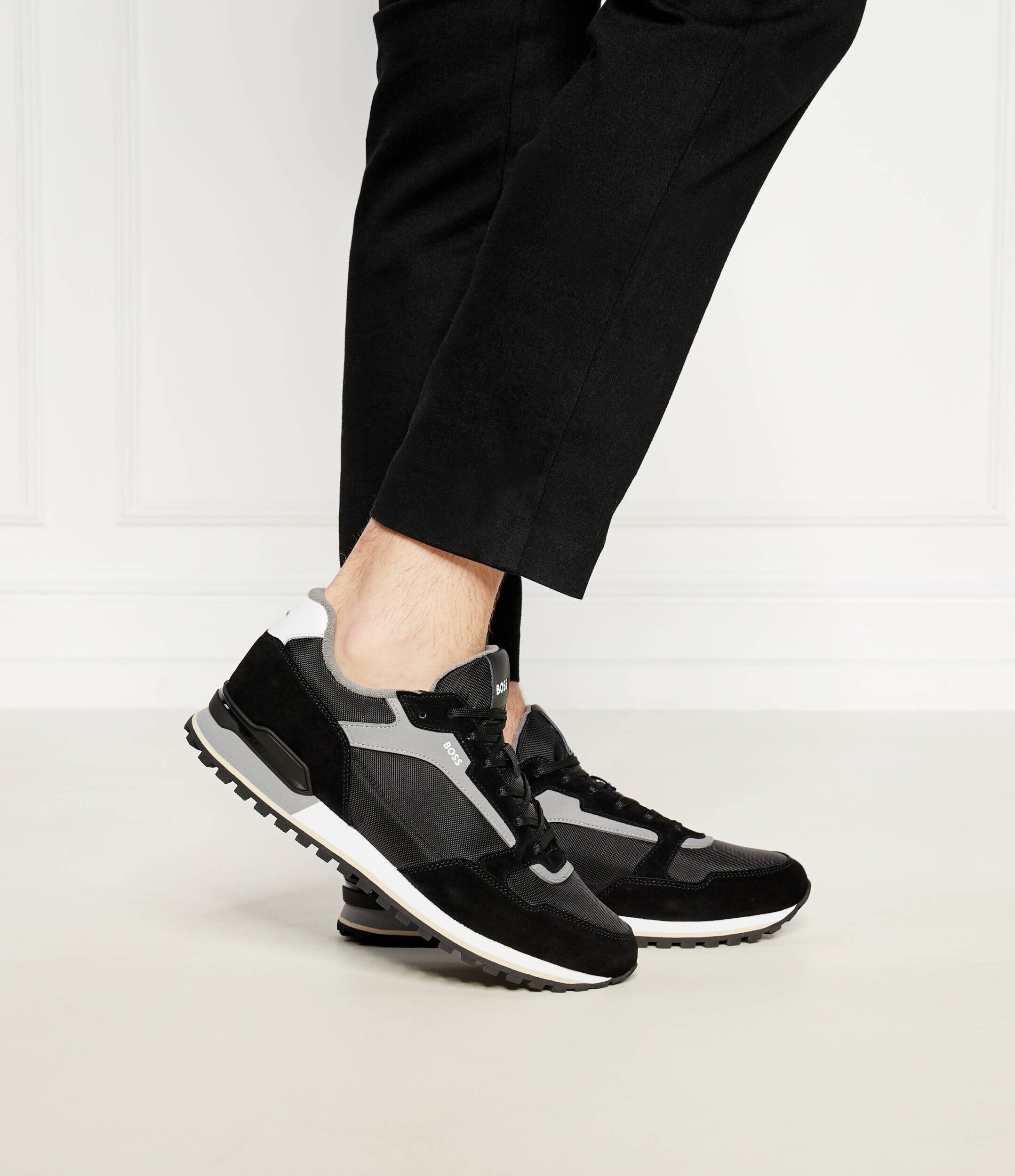 BOSS Black Sneakers PARKOUR cu adaos de piele